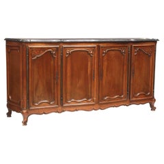 Antique Louis XV Style Marble-Top Walnut Sideboard