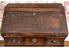 Antique Louis XV Style Oak Secretary Desk