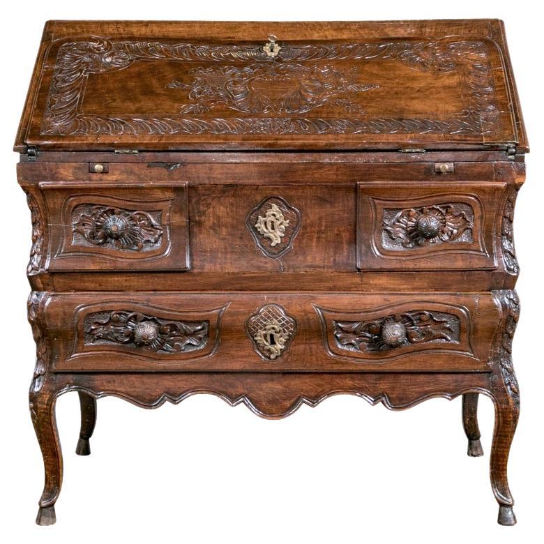 Antique Louis XV Style Oak Secretary Desk