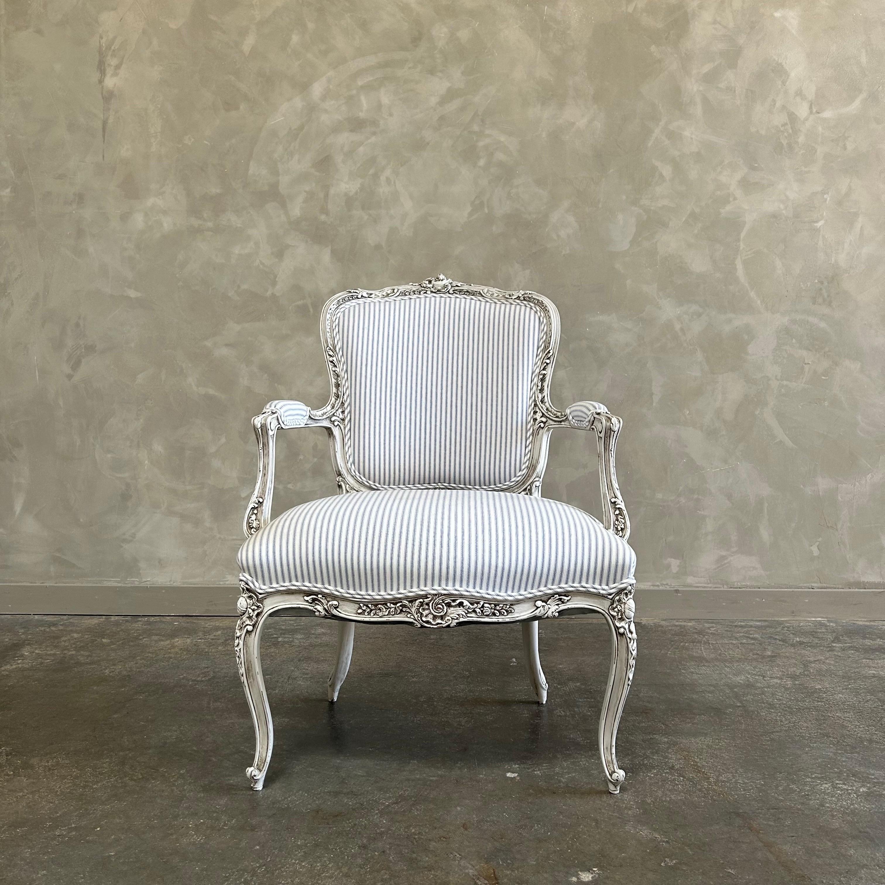Antique Louis XV style open arm chair For Sale 7