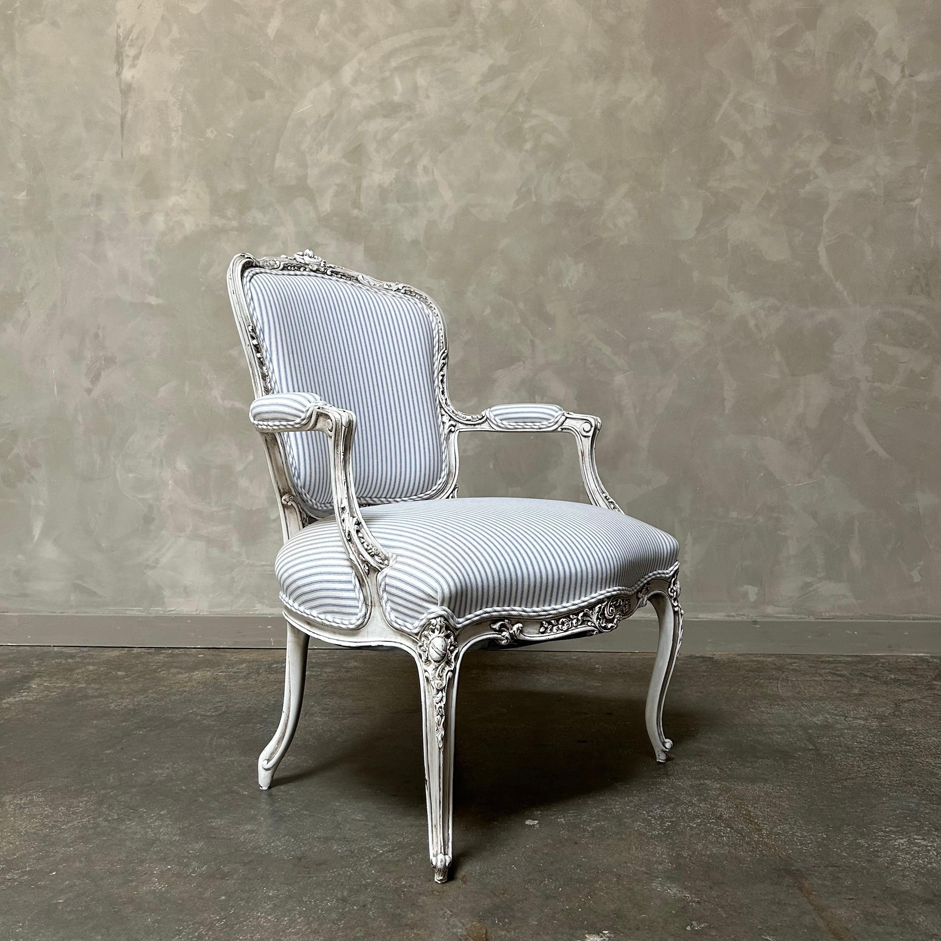 French Antique Louis XV style open arm chair For Sale