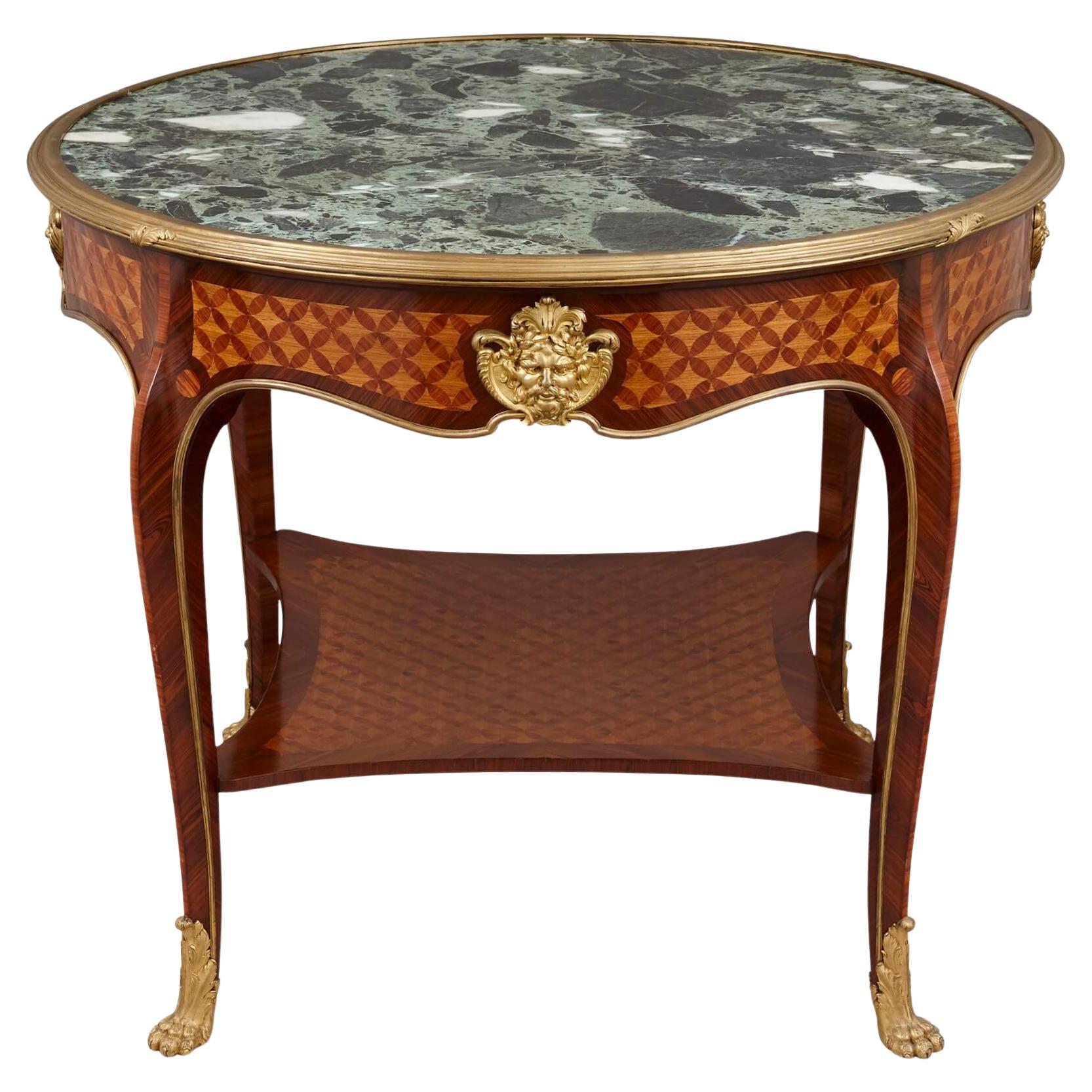 Antique Louis XV Style Ormolu Mounted Table by L'Escalier de Cristal For Sale