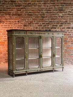 Antique Louis XV Style Painted Bibliotheque Display Cabinet France, Circa 1910