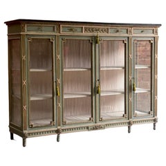 Antique Louis XV Style Painted Bibliotheque Display Cabinet France, Circa 1910