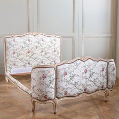 Antique Louis XV Style Painted Demi- Corbeille Bed