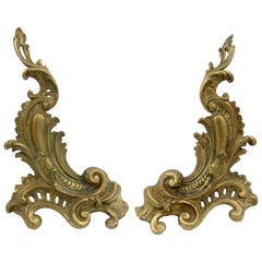 Antique Louis XV Style Pair of Fireplace Chenets or Andirons