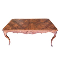Antique Louis XV Style Parquetry Table with Cabriole Legs, France