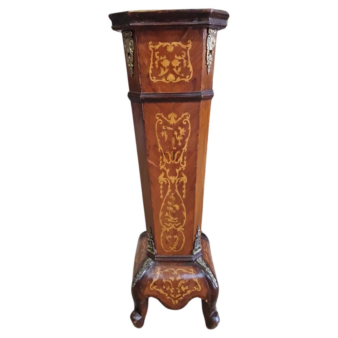 Antique Louis XV Style Pedestal 19th Century Bombe 
