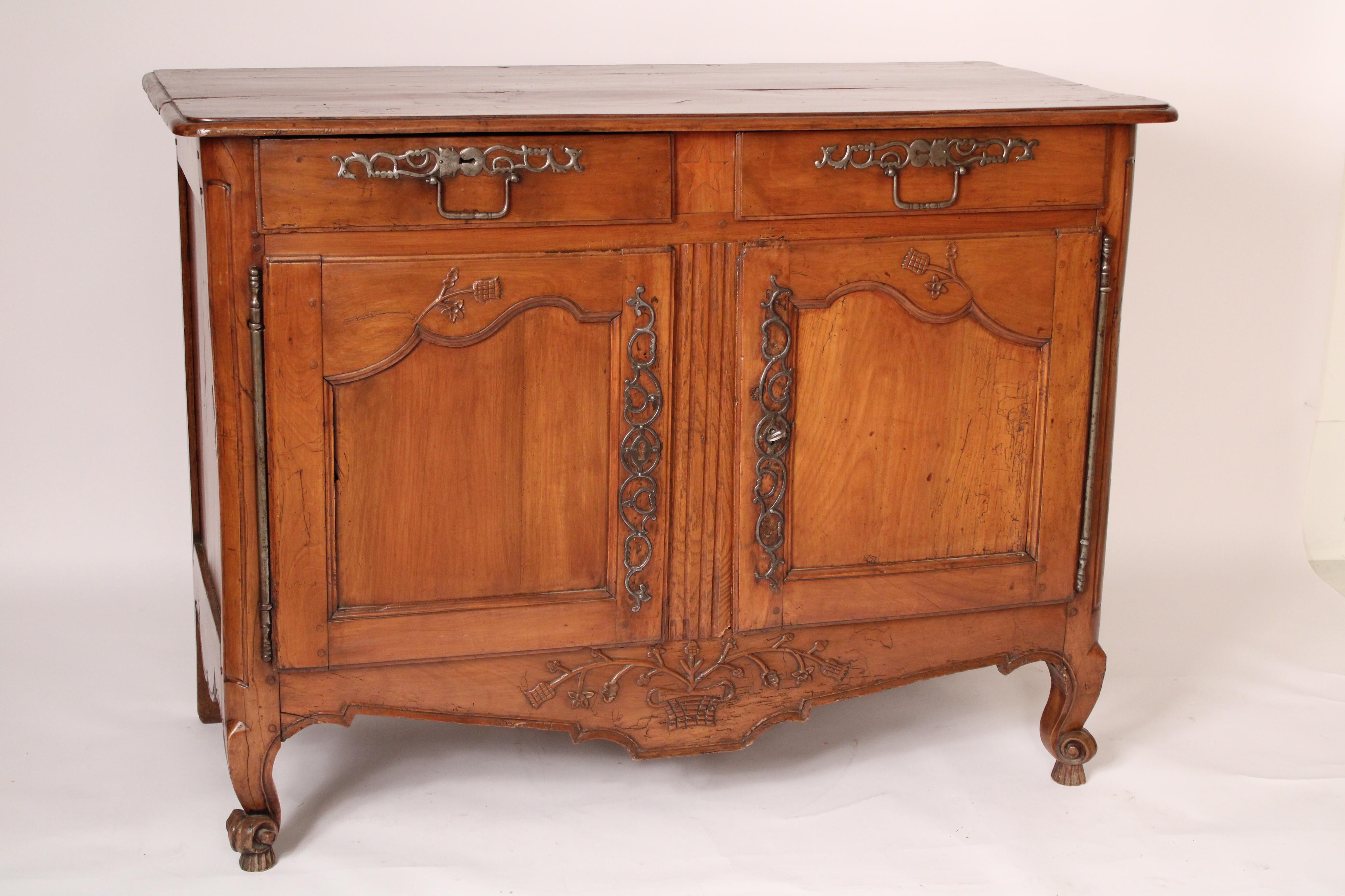 French Provincial Antique Louis XV Style Provincial Fruitwood Buffet For Sale