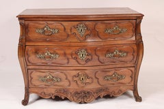 Antique Louis XV Style Provincial Walnut Bombe Chest of Drawers