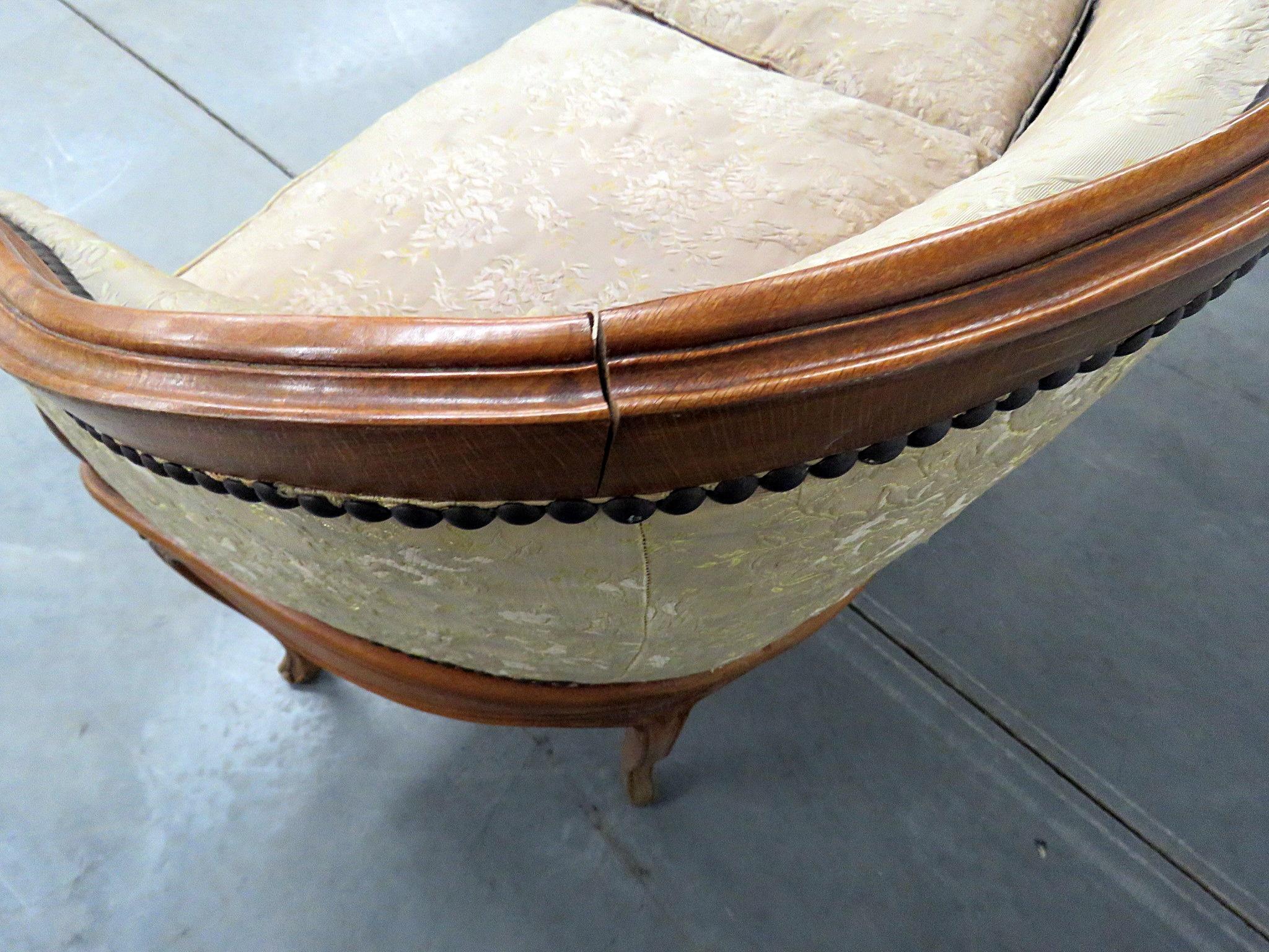 Antike geschnitzt Nussbaum Louis XV Stil Settee Sofa Canape 1