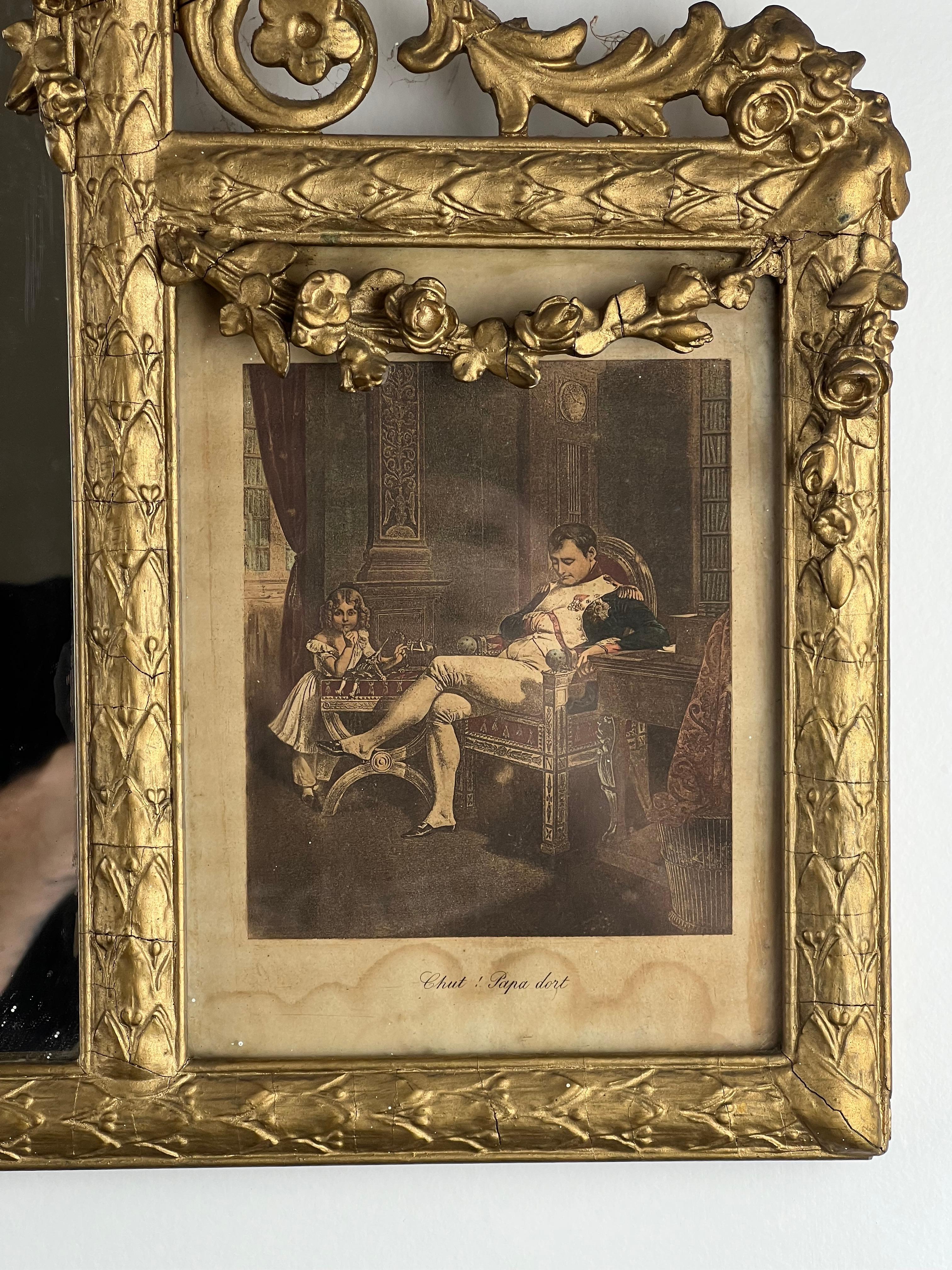 Antiguo Espejo de Tres Paneles Estilo Luis XV Flanqueado por Imágenes de Napoleón en venta 2
