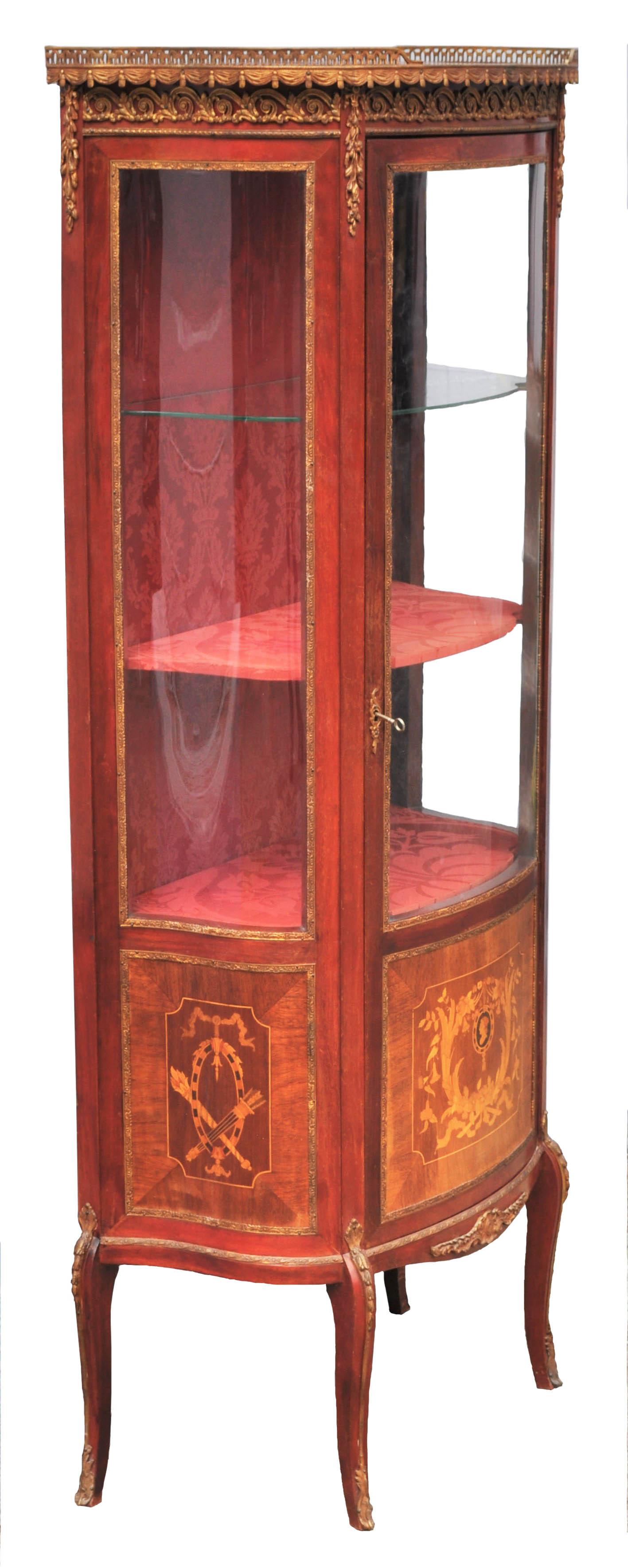 Inlay Antique Louis XV Style Vernis Martin China Display Cabinet/Vitrine, circa 1900 For Sale