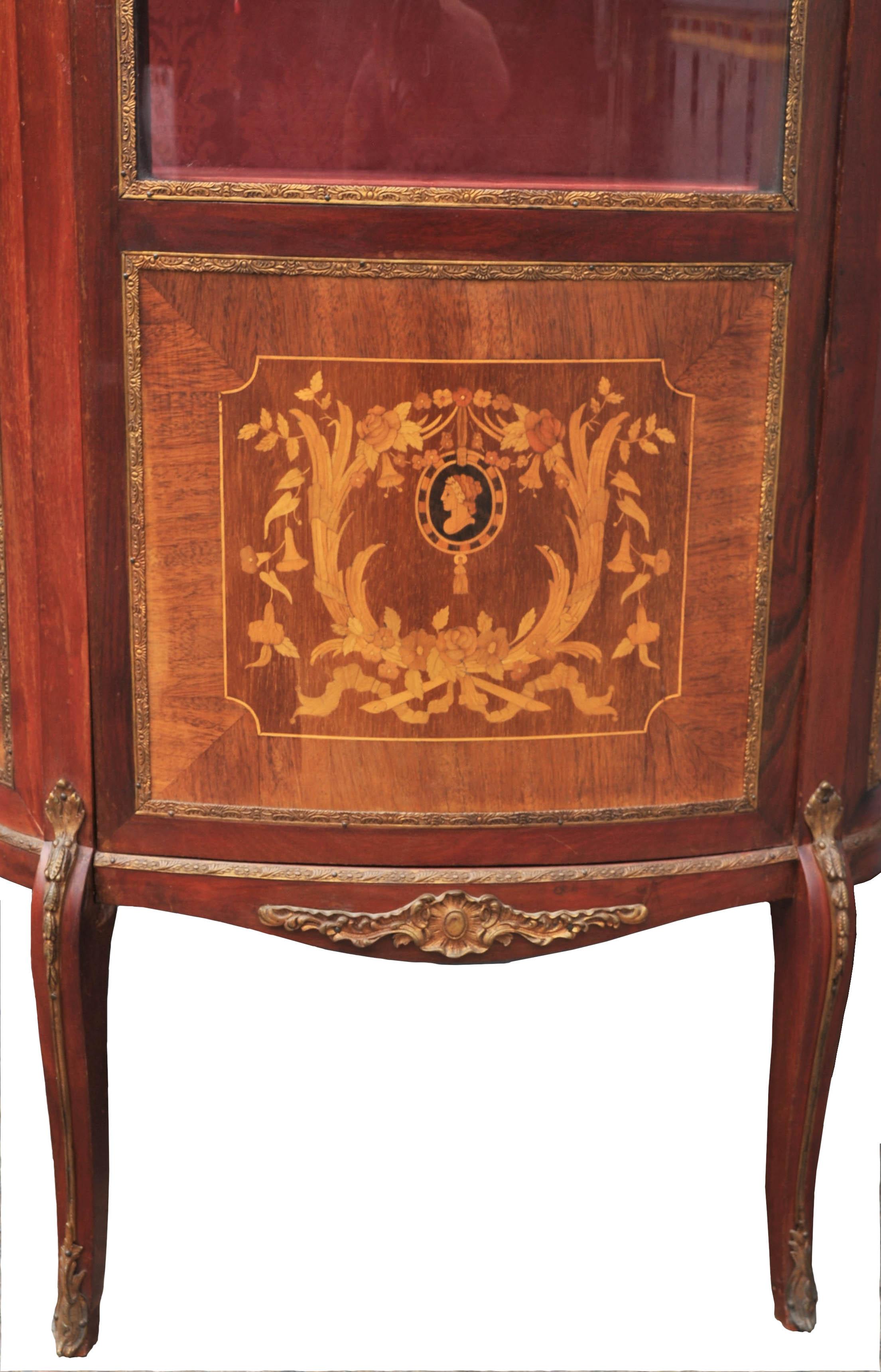 Walnut Antique Louis XV Style Vernis Martin China Display Cabinet/Vitrine, circa 1900 For Sale
