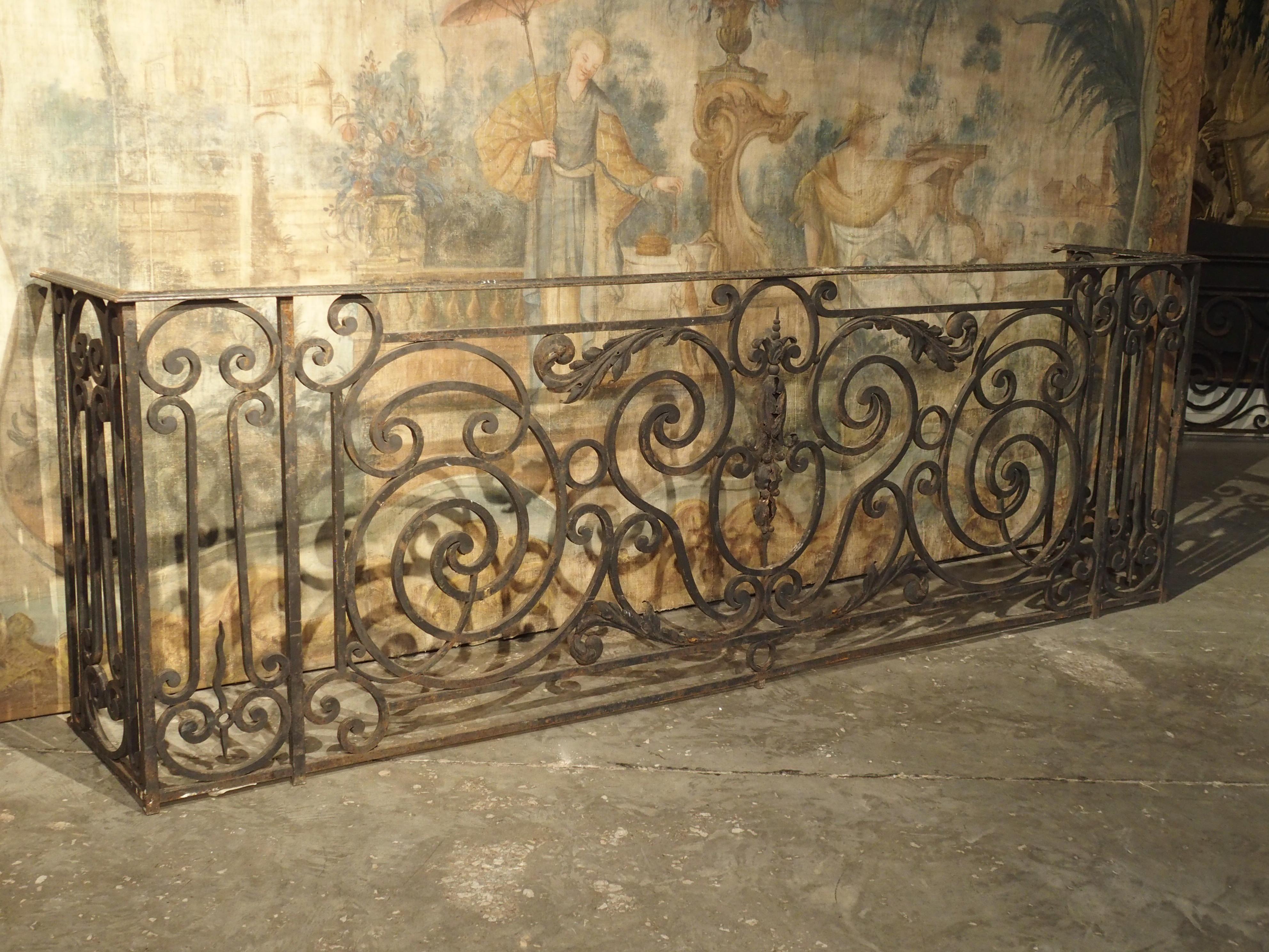 Antique Louis XV Style Wrought Iron Balcony Gate/Console 15