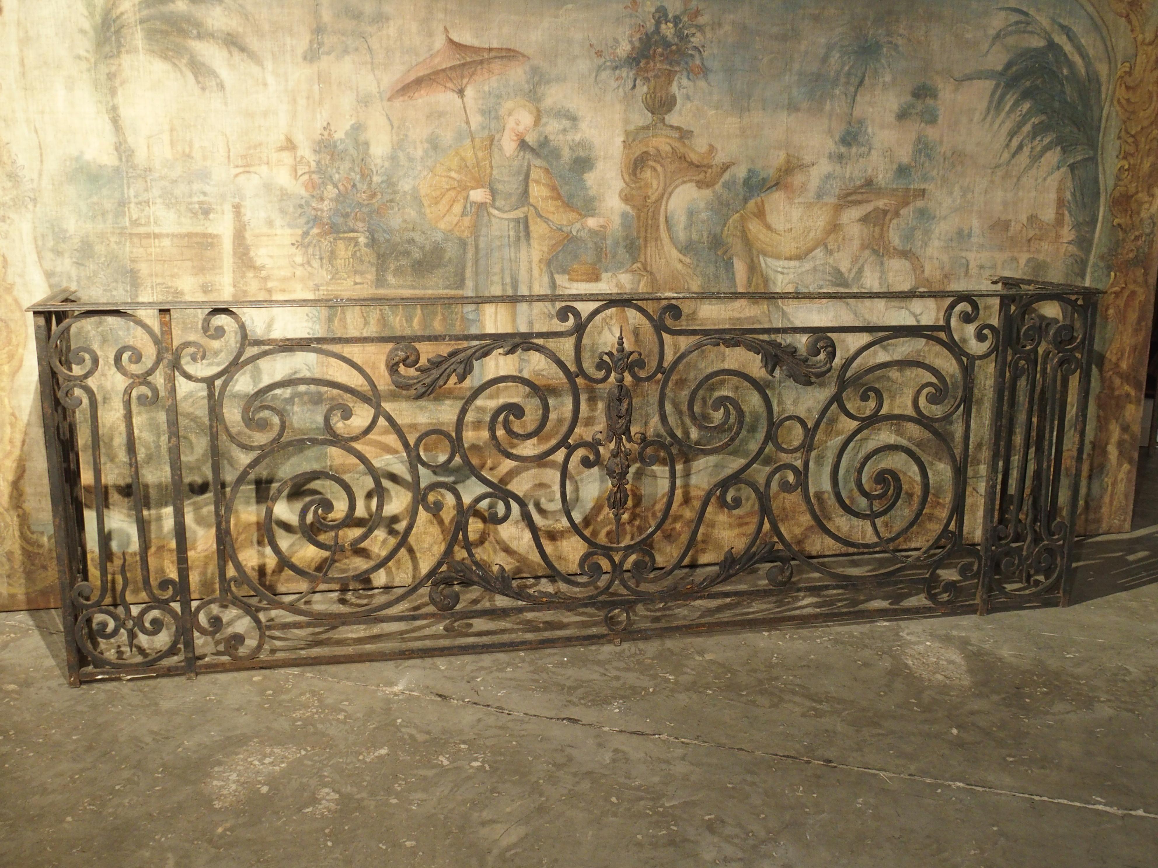 Antique Louis XV Style Wrought Iron Balcony Gate/Console In Good Condition In Dallas, TX