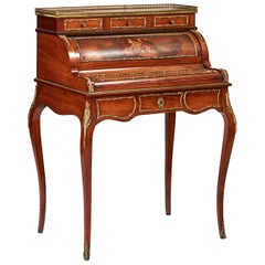Antique Louis XV Vernis Martin Style Rosewood Bureau De Dame