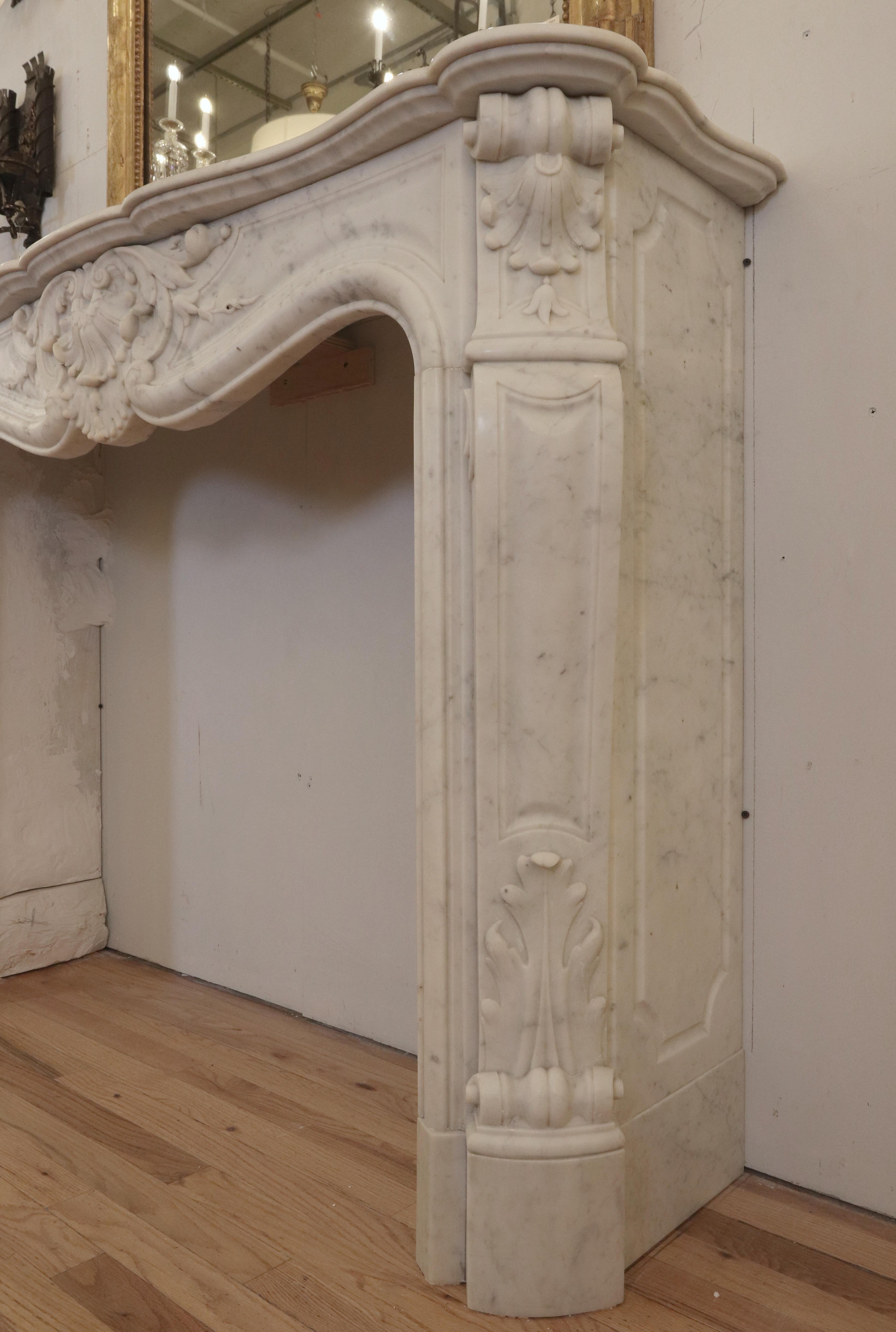 Antique Louis XV White Marble Fireplace Mantel 9