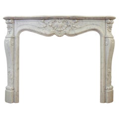 Antique Louis XV White Marble Fireplace Mantel