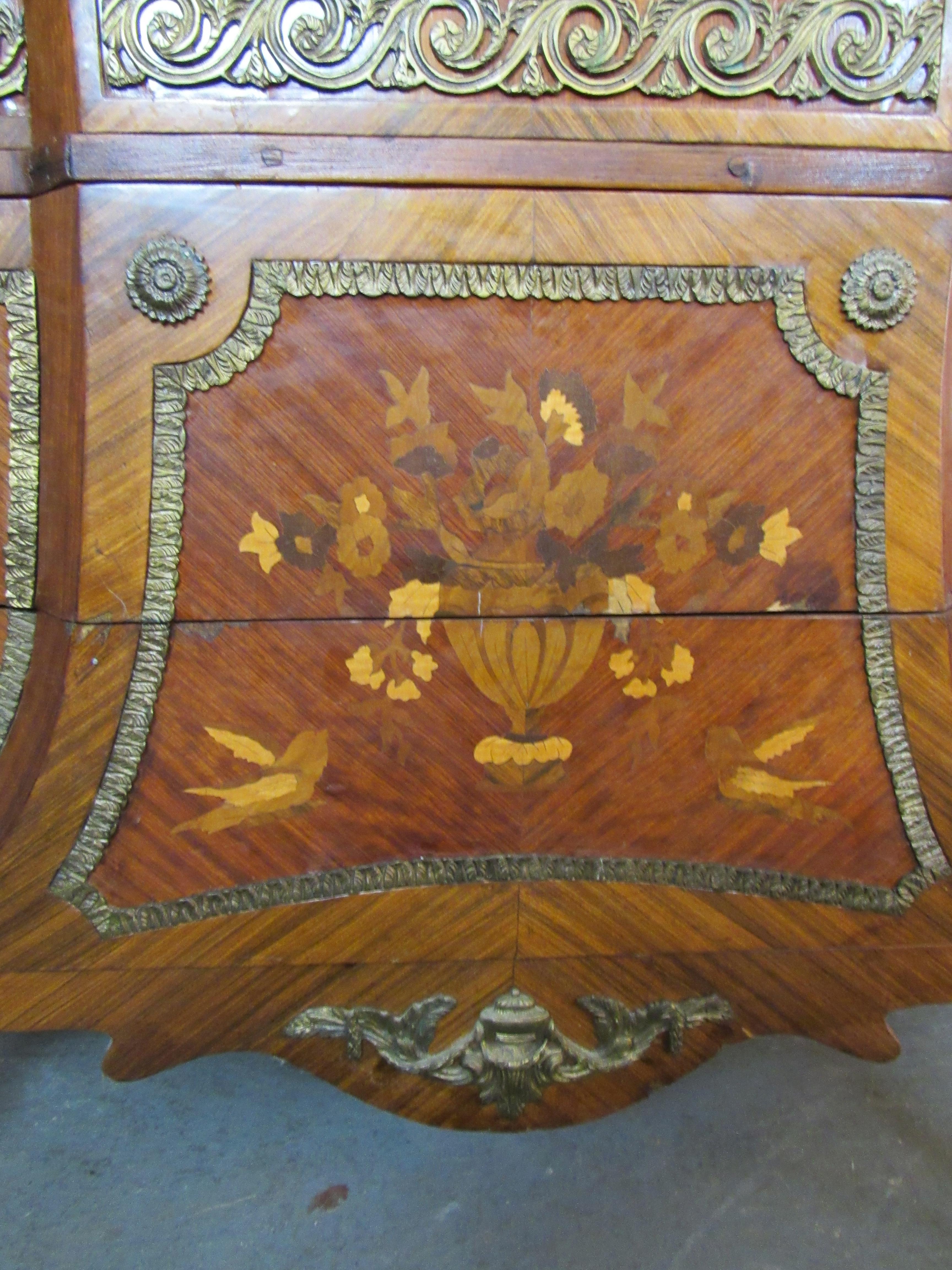 Antique Louis XV Zebrawood Marquetry Commode 8
