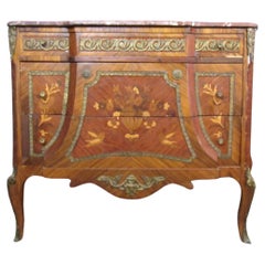 Antique Louis XV Zebrawood Marquetry Commode