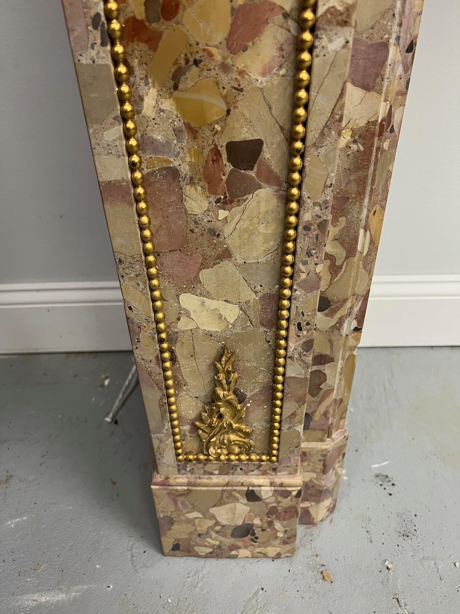 Antique Louis XVI Breche d'Alep Marble Fireplace Mantel with Bronze Ormolu  For Sale 3