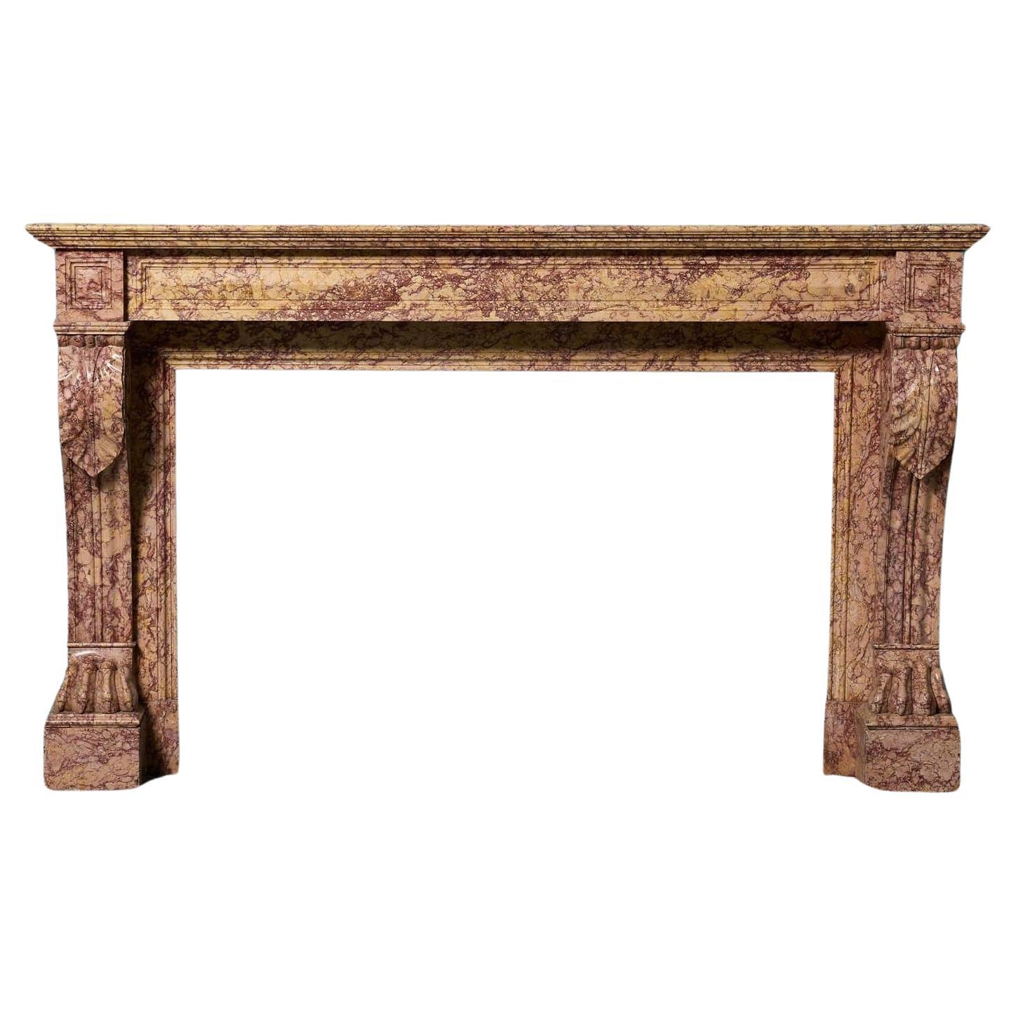 Antique Louis XVI Brocatelle Marble Fire Surround