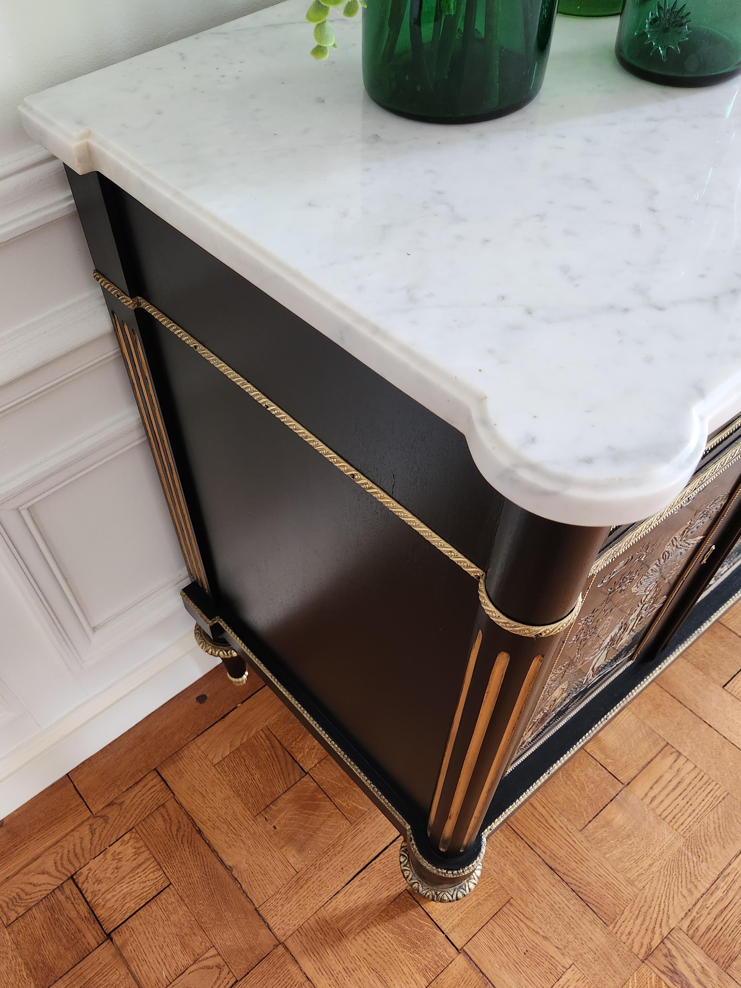 Antico buffet Luigi XVI Coromandel, marmo di Carrara e bronzo, XIX secolo in vendita 11