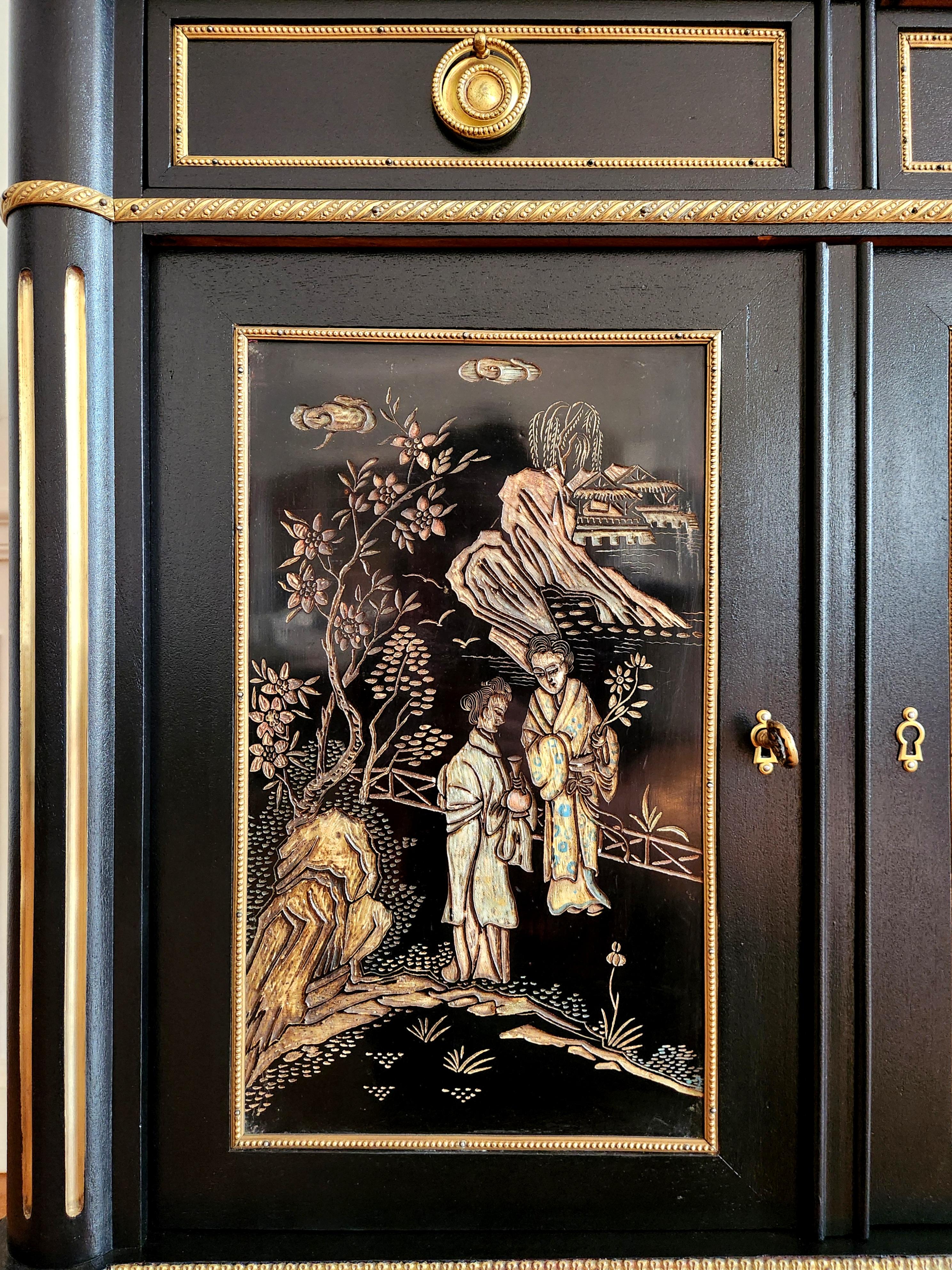Antico buffet Luigi XVI Coromandel, marmo di Carrara e bronzo, XIX secolo in vendita 2