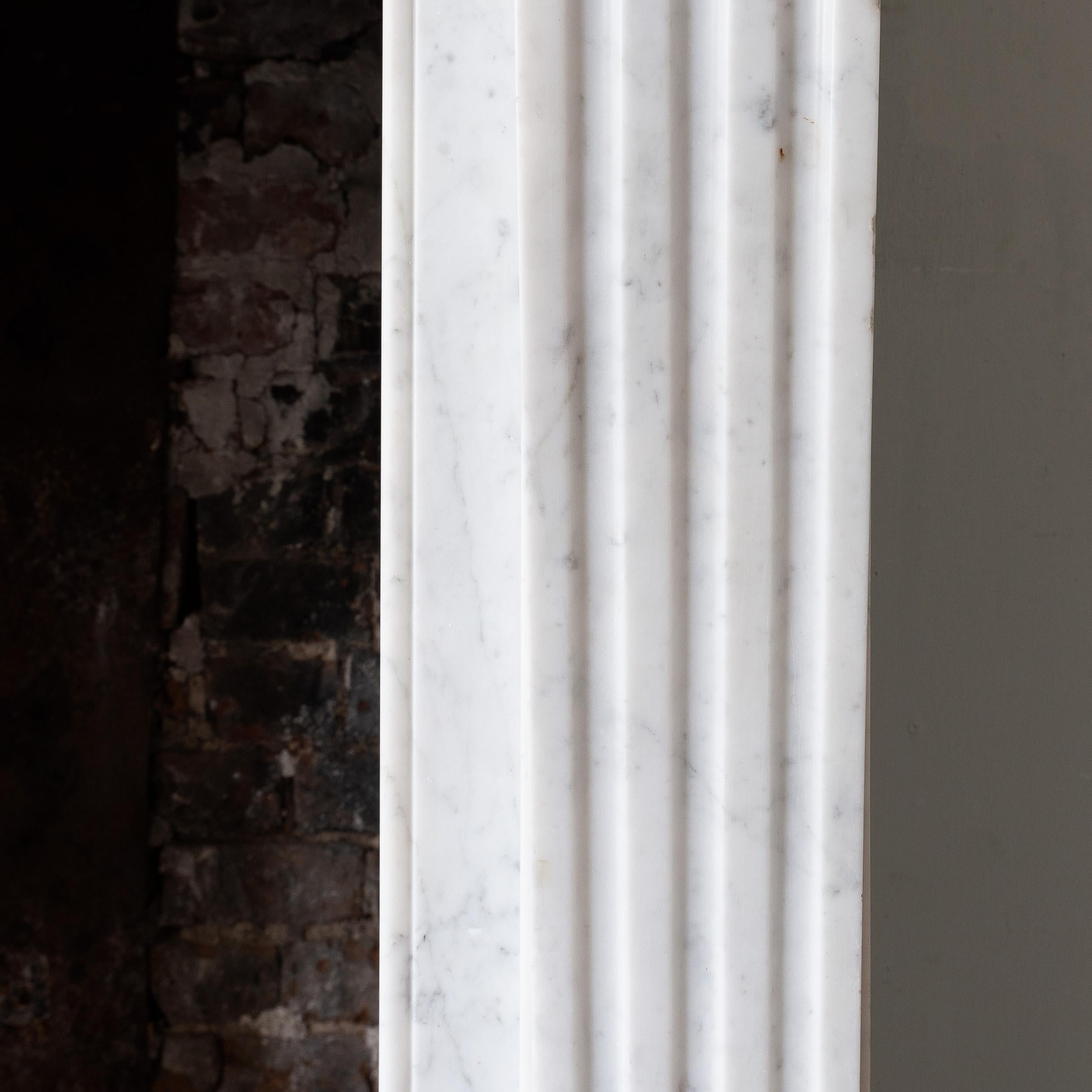 Antique Louis XVI Carrara Marble Fireplace For Sale 5