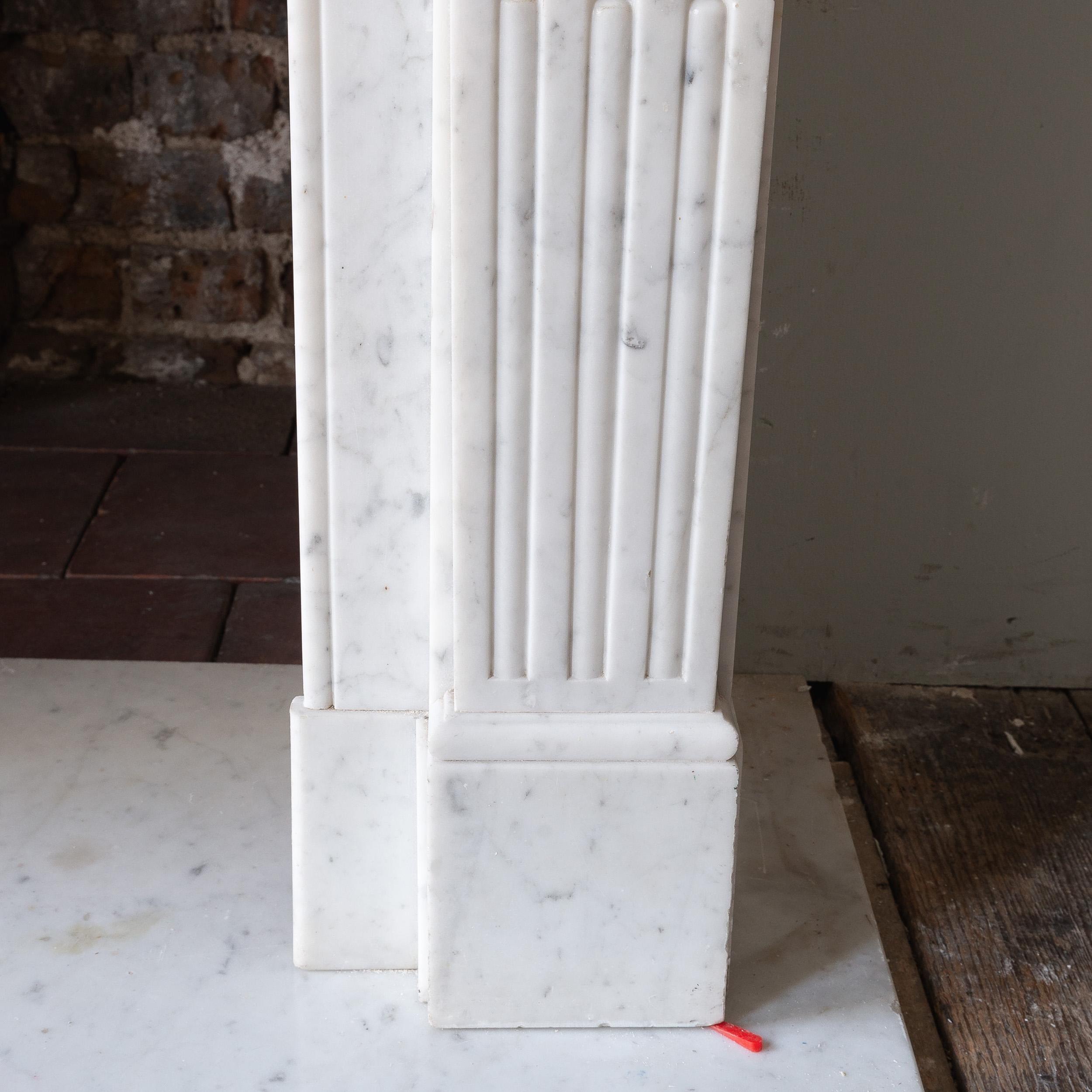 Antique Louis XVI Carrara Marble Fireplace For Sale 6