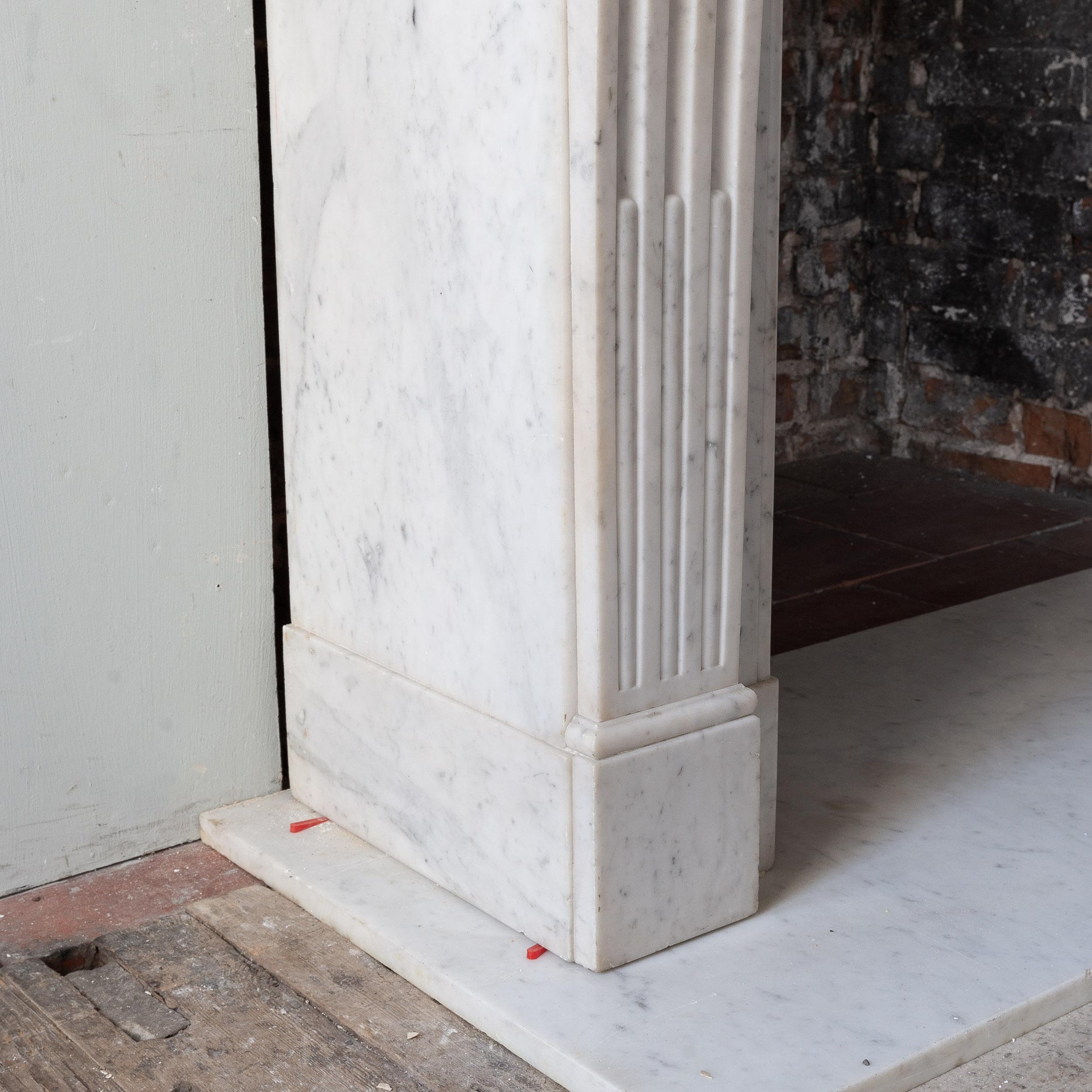 Antique Louis XVI Carrara Marble Fireplace For Sale 7