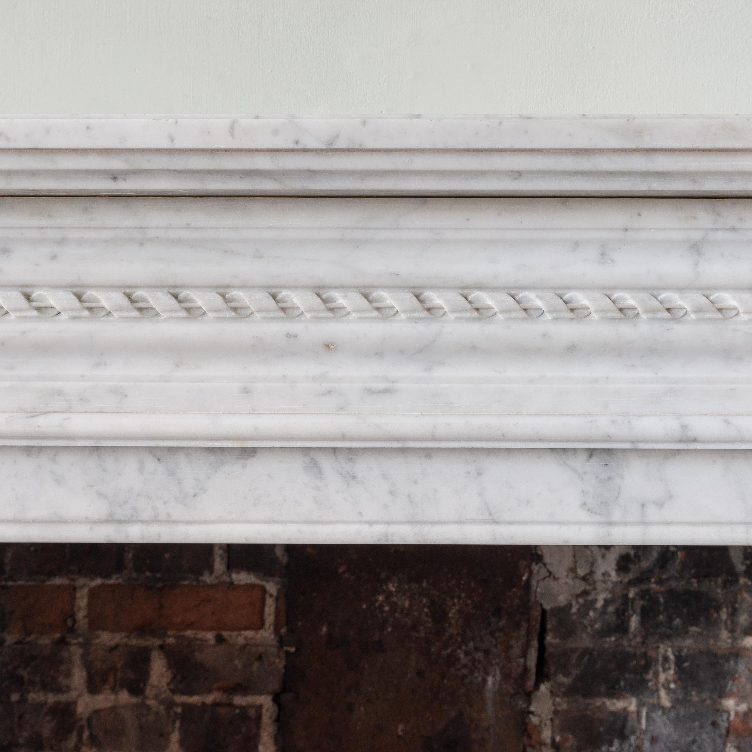 19th Century Antique Louis XVI Carrara Marble Fireplace For Sale