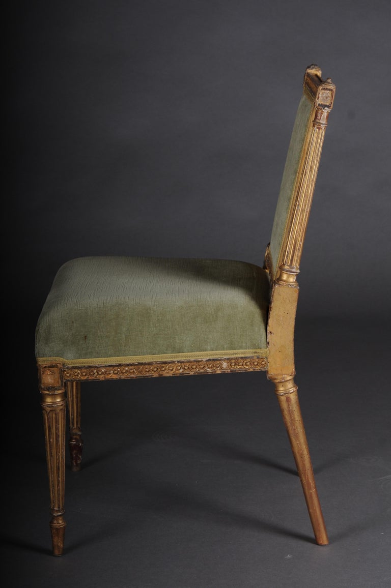 Antique Louis XVI chair, classicism, gilded beech, around 1790 For Sale