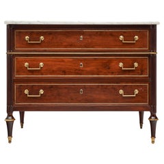 Antique Louis XVI Chest of Drawers, Mahogany & Marble, 1770