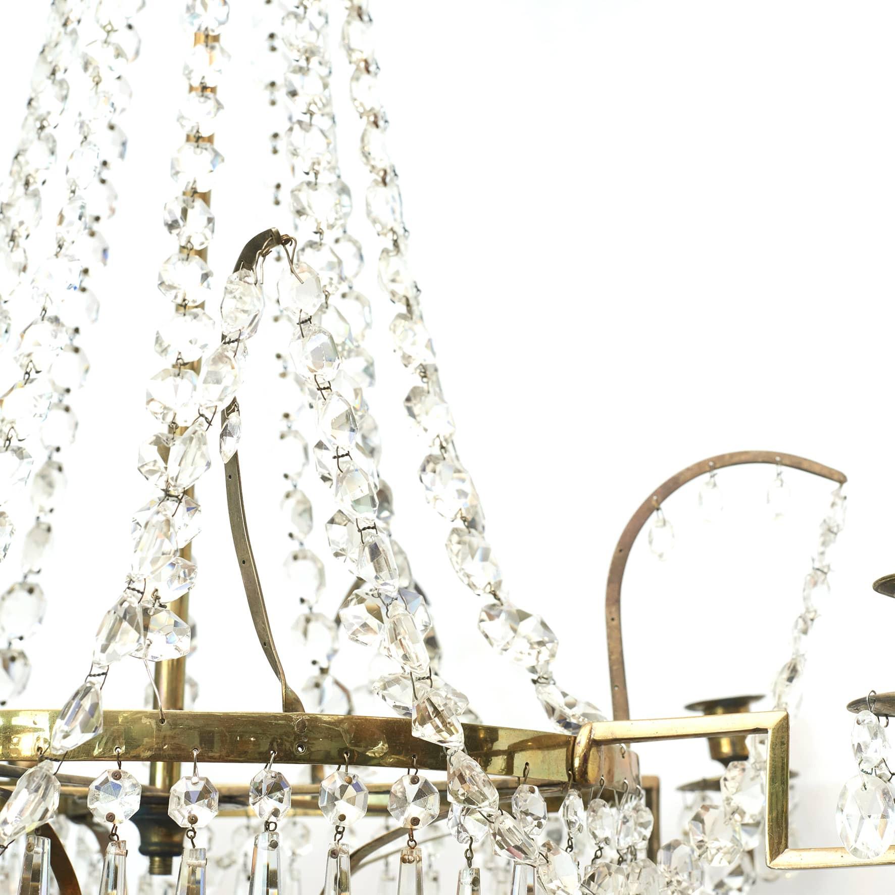 Danish Antique Louis XVI Crystal Chandelier For Sale