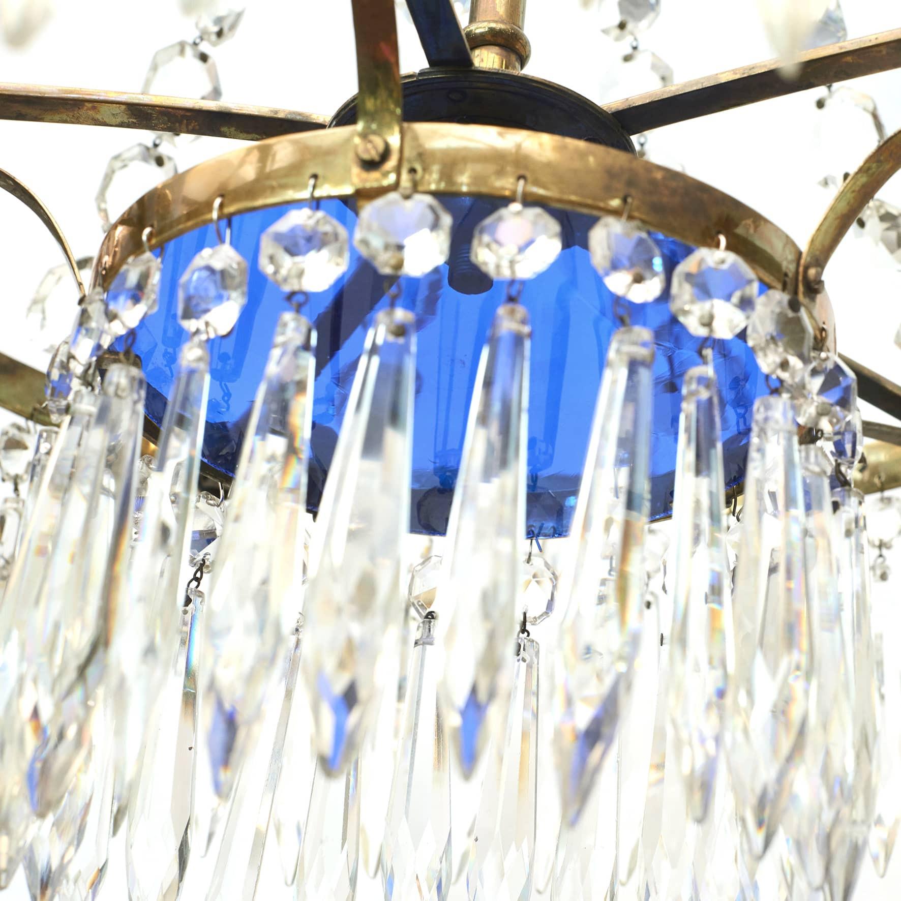 Brass Antique Louis XVI Crystal Chandelier For Sale