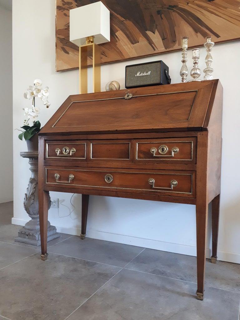 Louis XVI style antique desk chest of drawers called 