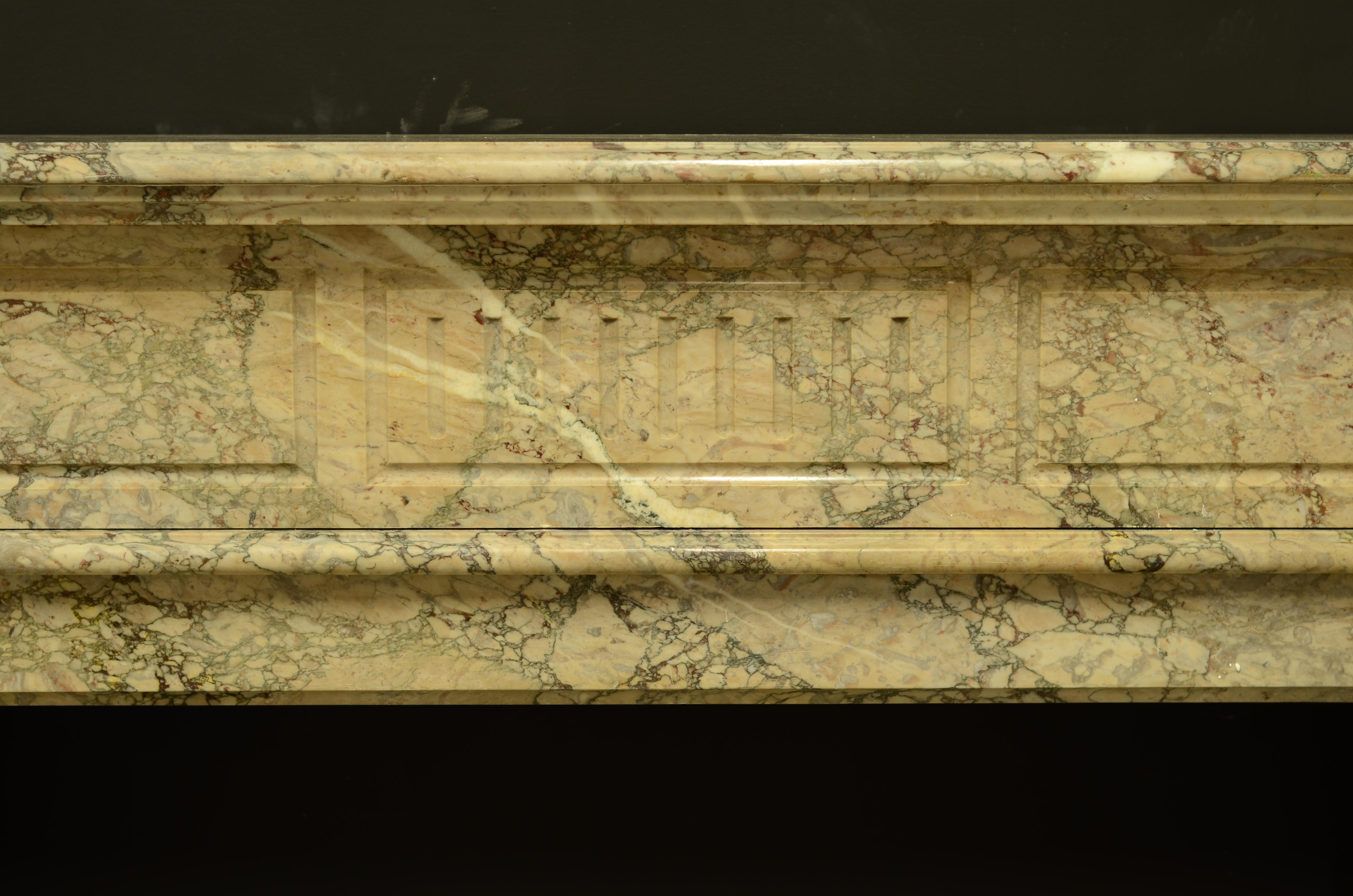 French Antique Louis XVI Fireplace Mantel in Beautiful Escalette Marble