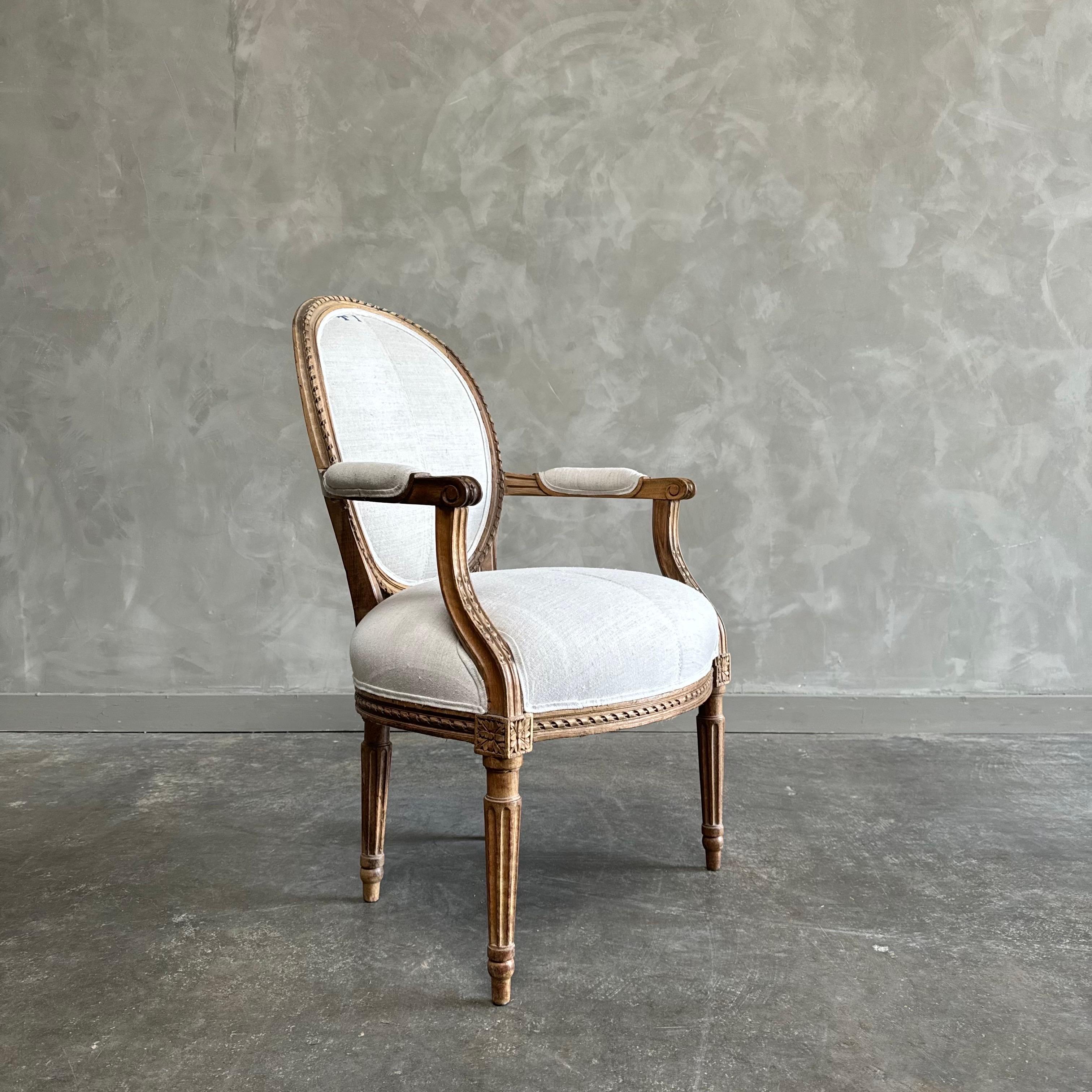 20th Century Antique Louis XVI French Open Arm chair For Sale
