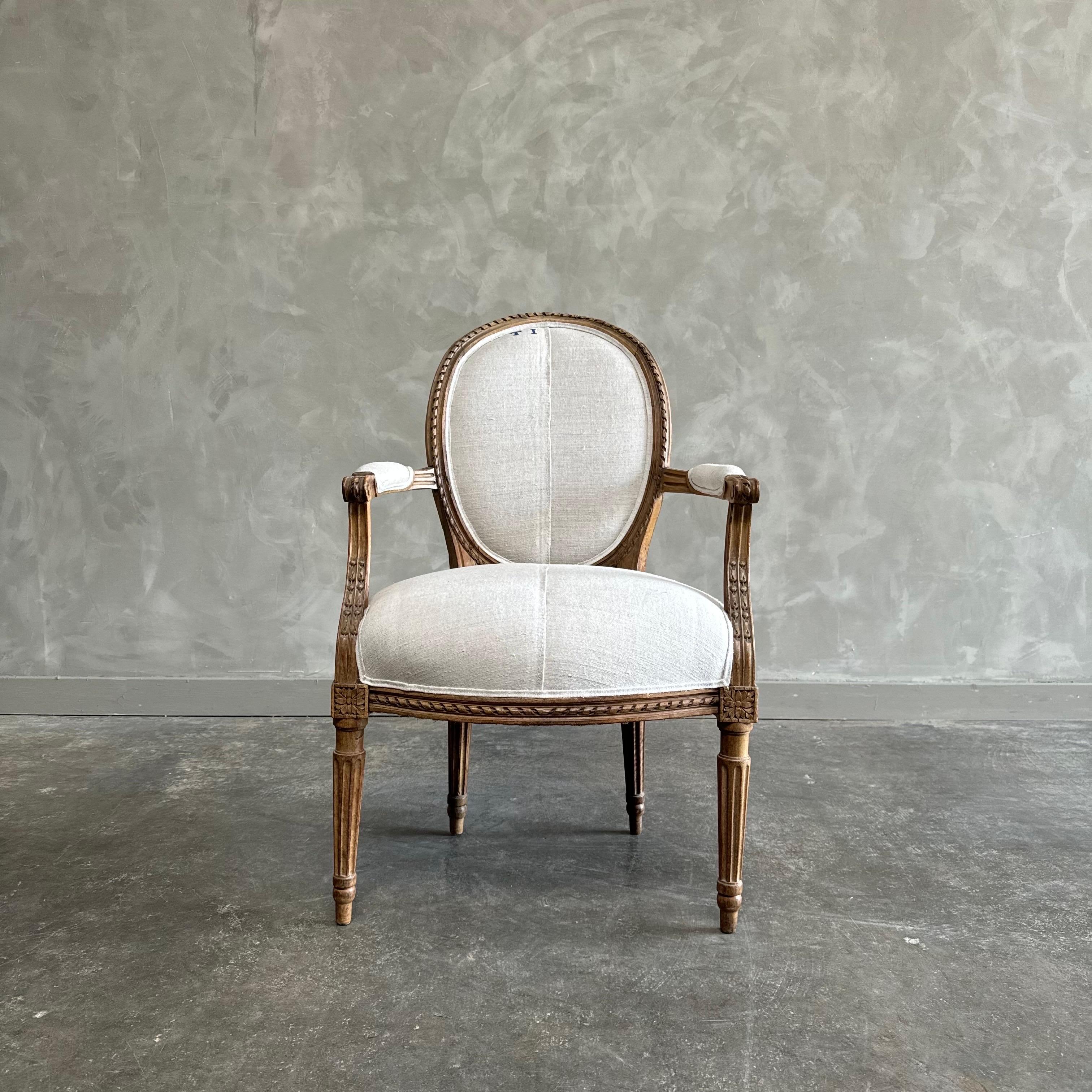 Antique Louis XVI French Open Arm chair For Sale 3