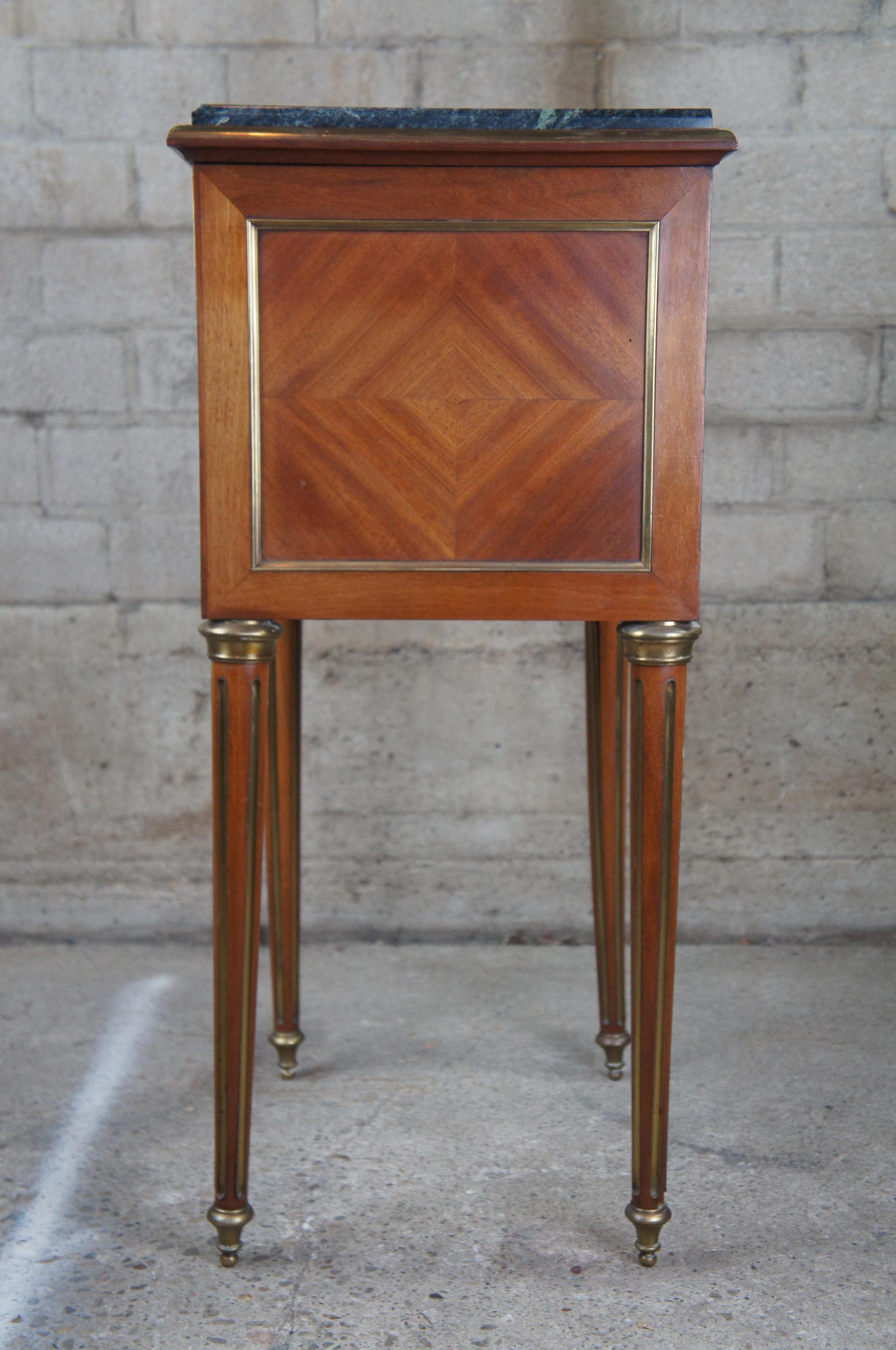 Antique Louis XVI French Walnut Marble & Brass Parquetry Humidor Side Table 6