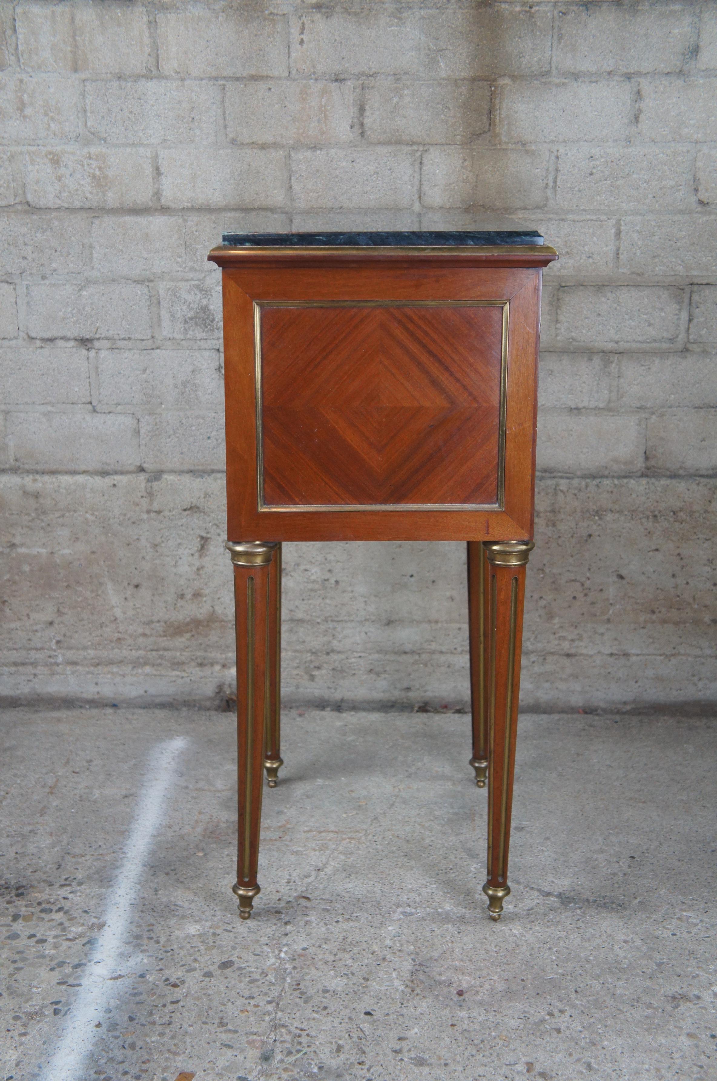 Antique Louis XVI French Walnut Marble & Brass Parquetry Humidor Side Table 5