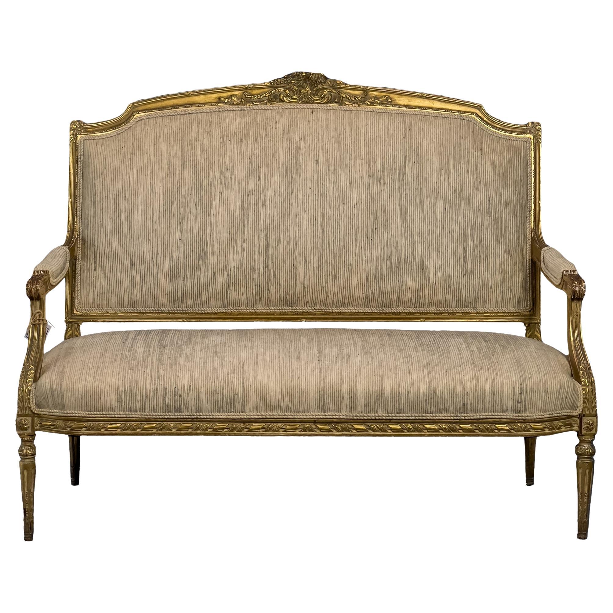 Antique Louis XVI Gilt and Wood Settee