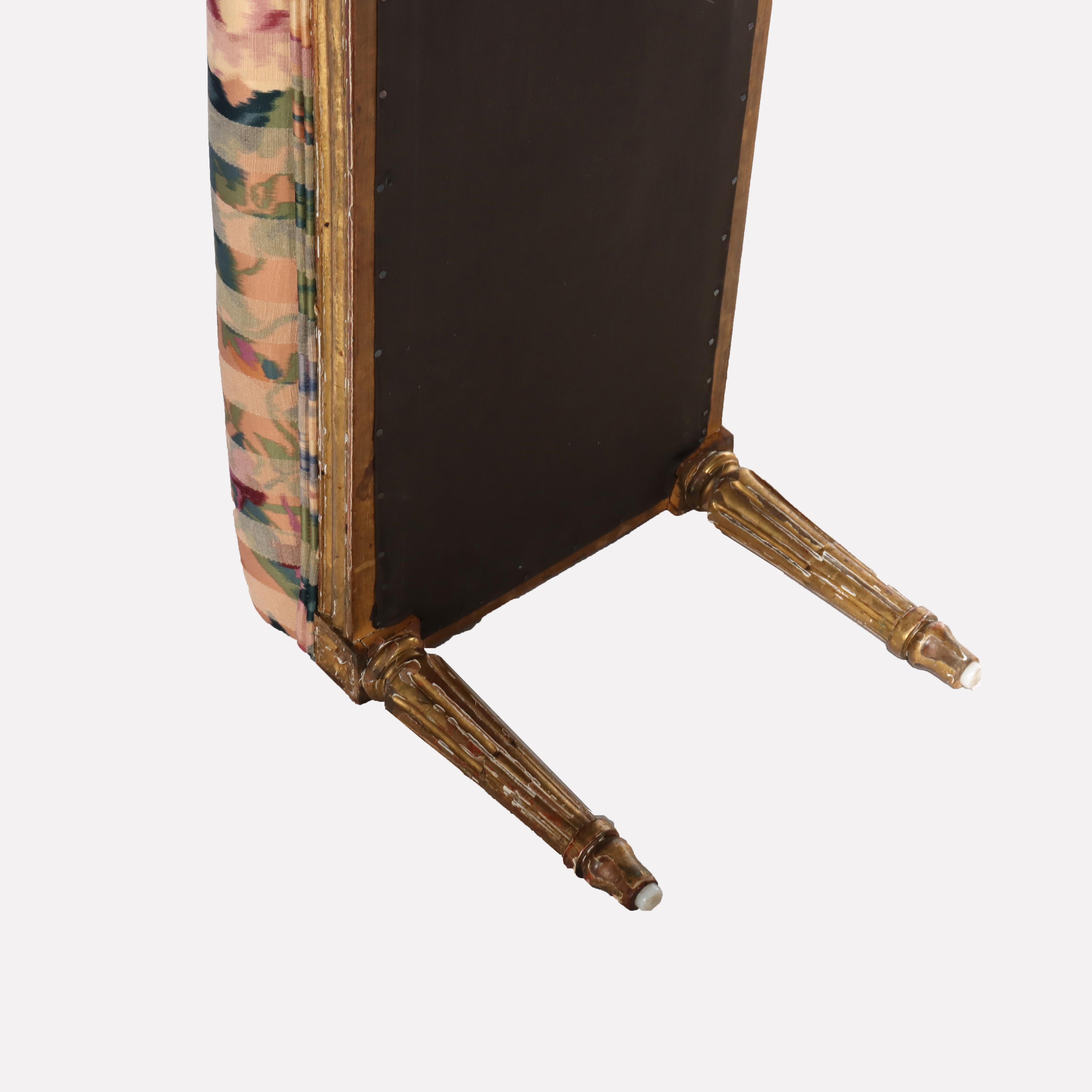 Tabouret Louis XVI ancien à pied long en bois doré 18ème siècle en vente 2