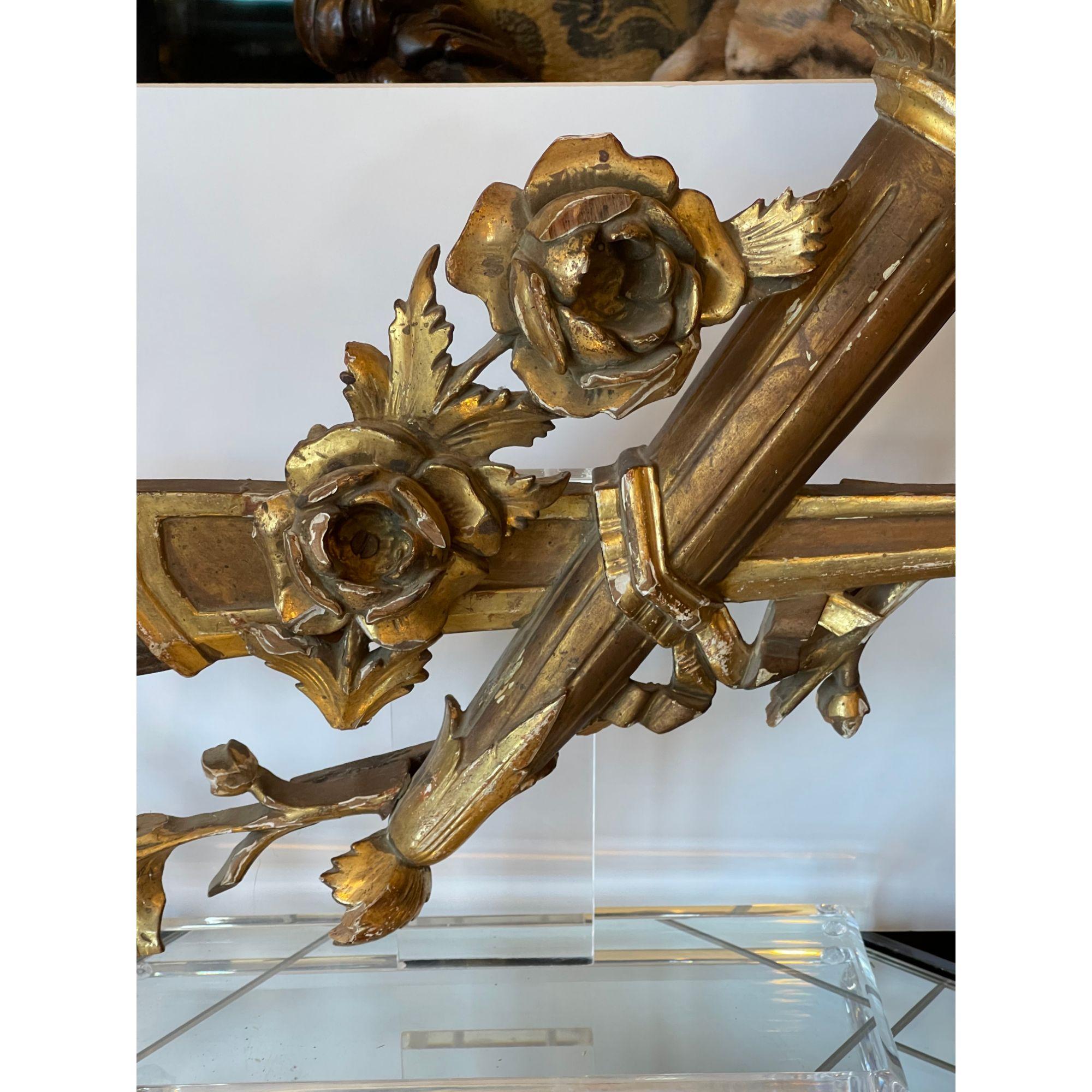 18th Century and Earlier Antique Louis XVI Giltwood Architectural Fragment Mounted to Lucite as Art