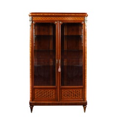 Antique Louis XVI Inlaid Exotic Woods & Gilt Bronze Accent Cabinet