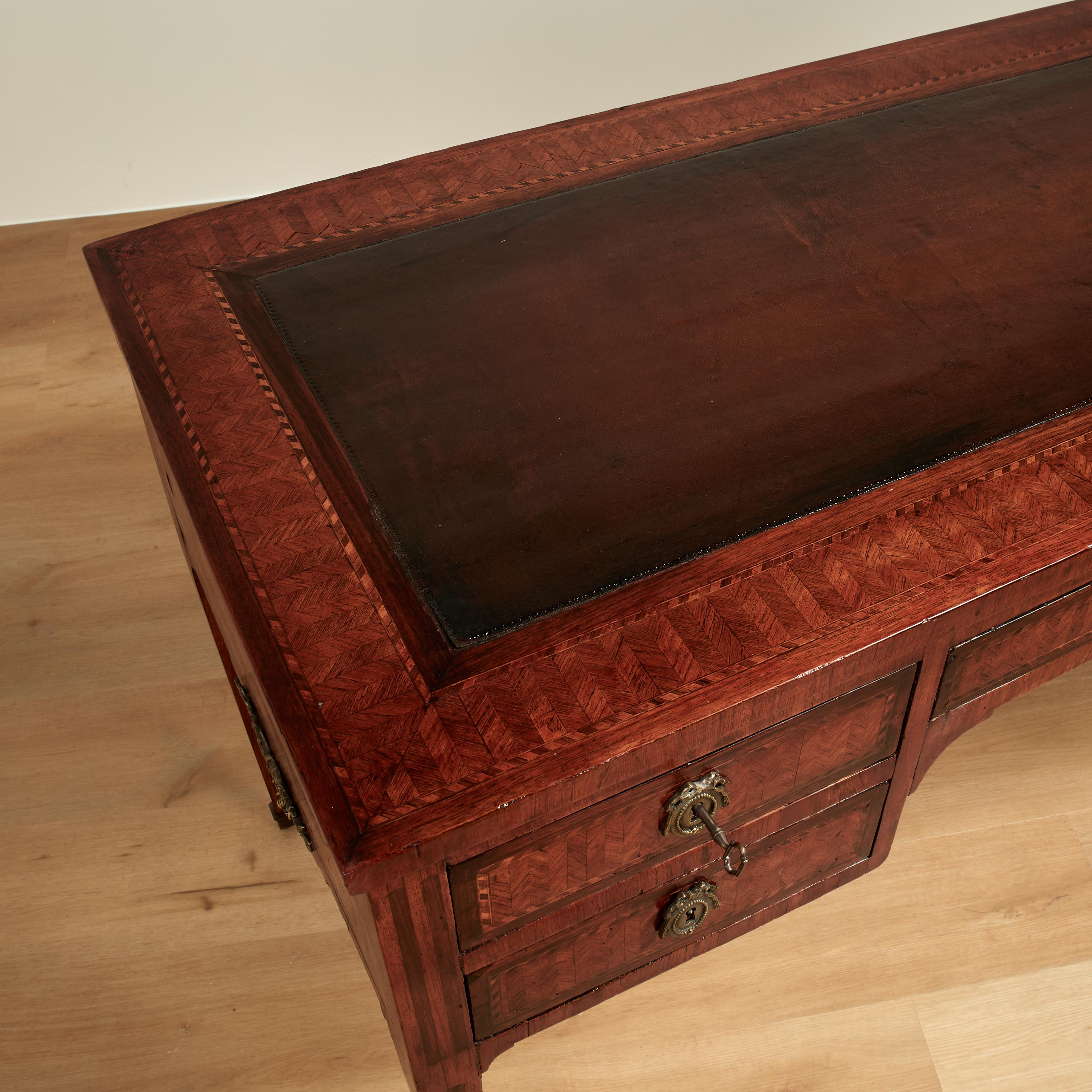 Antique Louis XVI Leather Top Desk For Sale 3