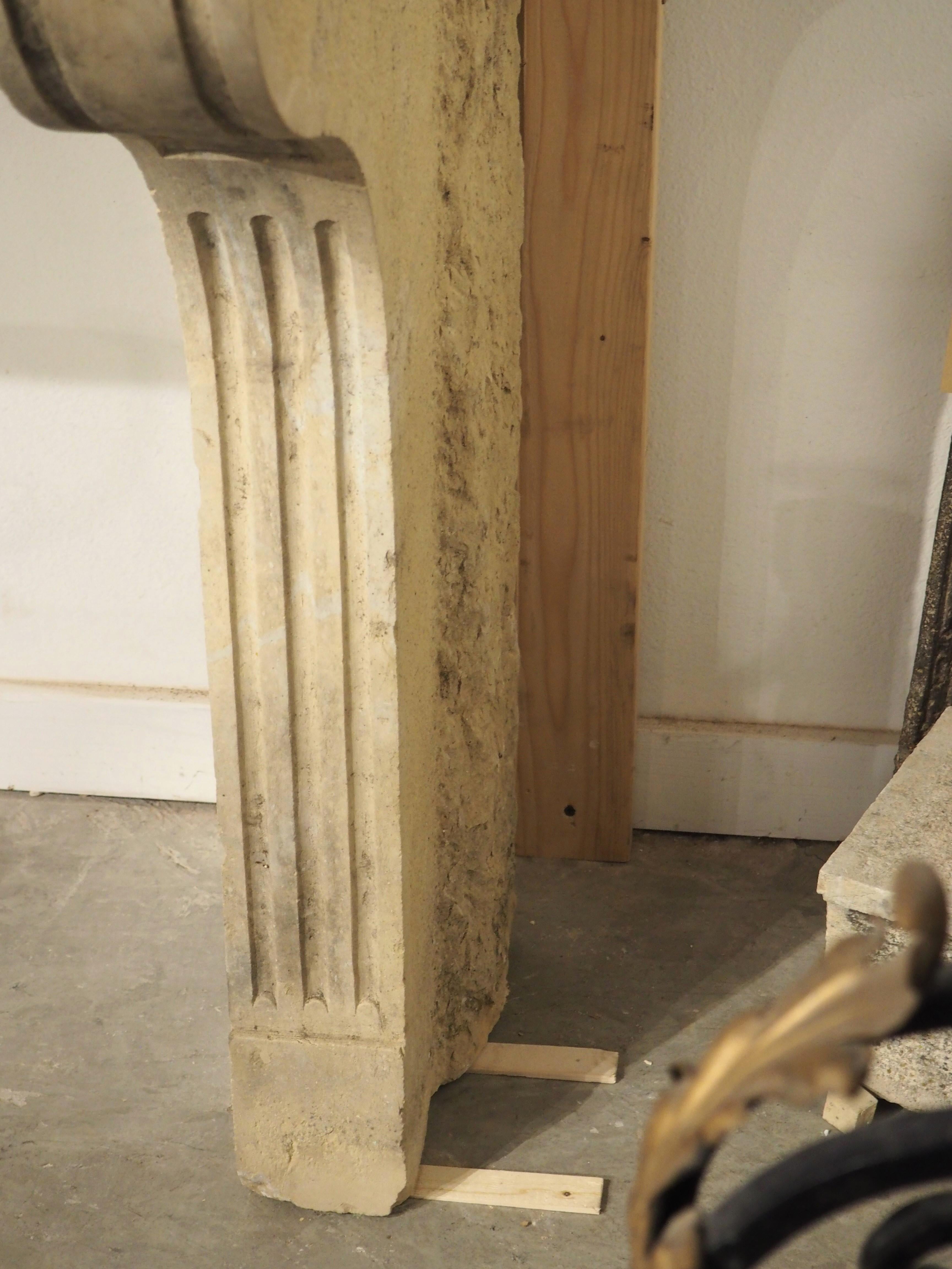 Antique Louis XVI Limestone Fireplace Mantel from Beaune, France, Circa 1785 For Sale 3