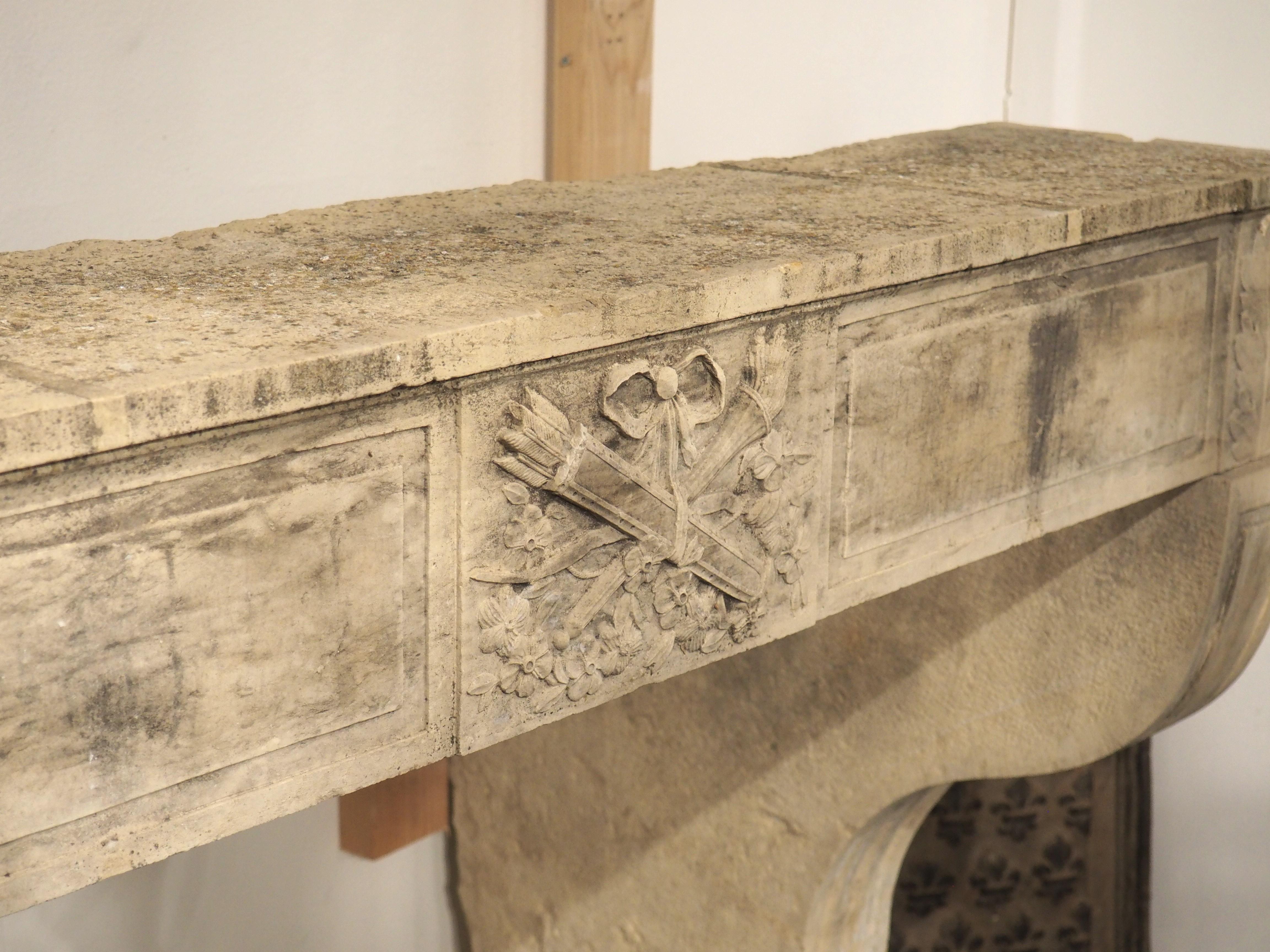 Antique Louis XVI Limestone Fireplace Mantel from Beaune, France, Circa 1785 For Sale 6